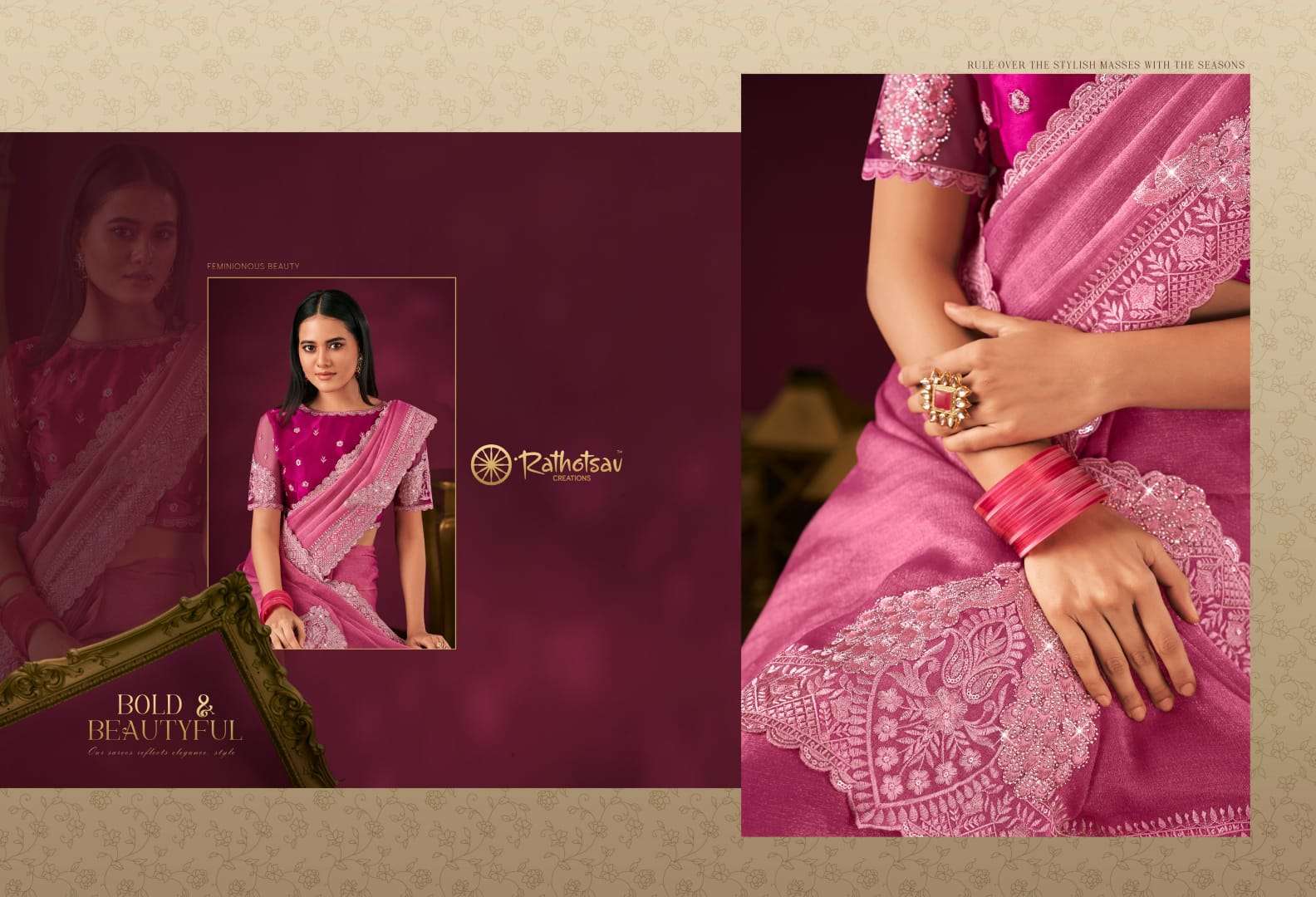 RATHOTSAV BY RAJGURU PRESENTS ROZANA FANCY SAREES CATALOG WHOLESALER AND EXPORTER IN SURAT