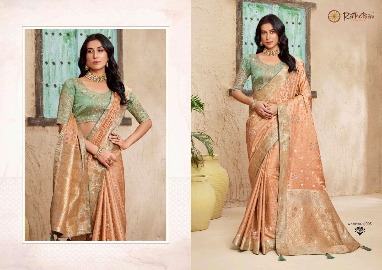 RATHOTSAV BY RAJGURU PRESENTS SARSWATI FANCY FUNCTION WEAR SAREES CATALOG WHOLESALER AND EXPORTER IN SURAT