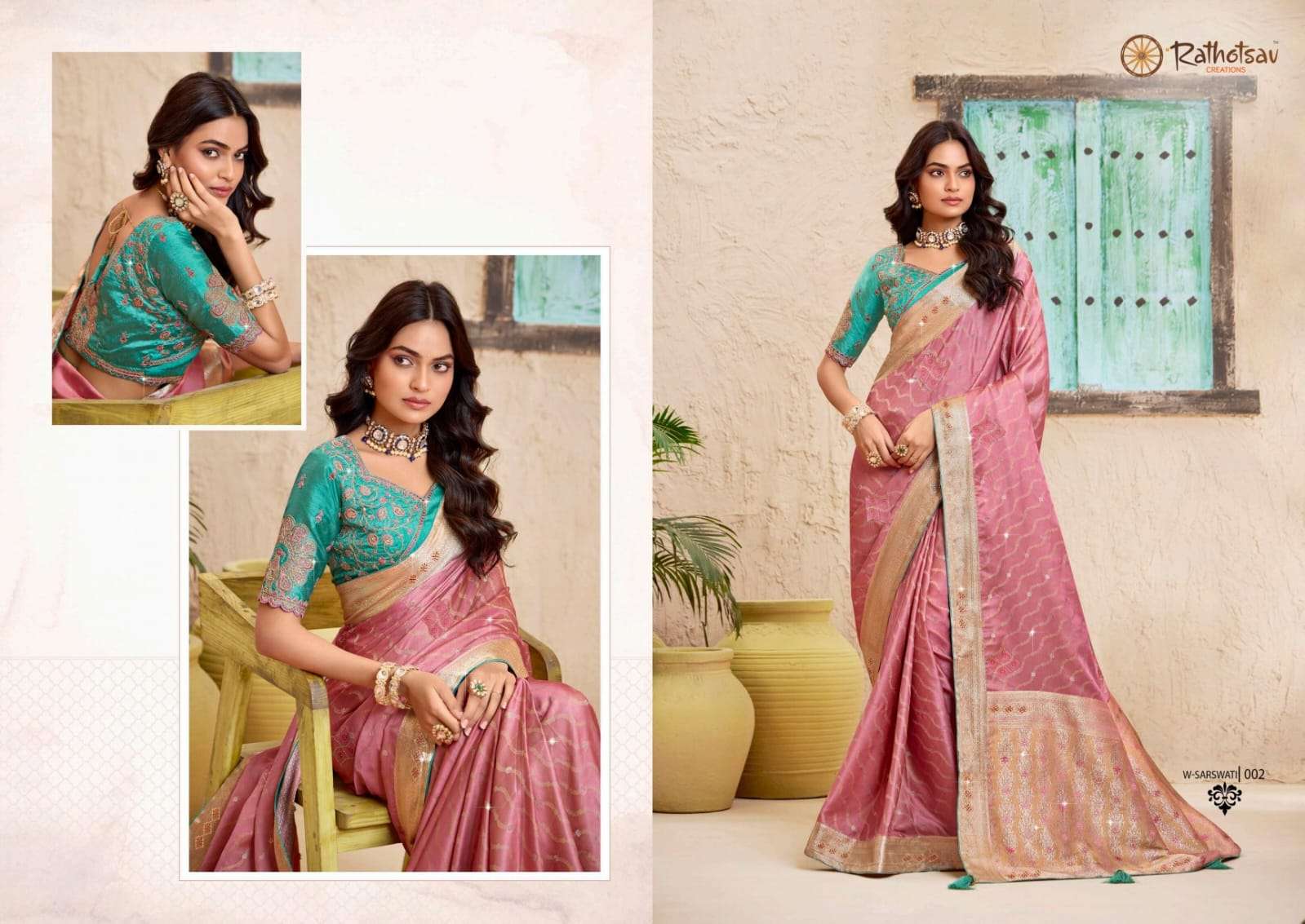 RATHOTSAV BY RAJGURU PRESENTS SARSWATI FANCY FUNCTION WEAR SAREES CATALOG WHOLESALER AND EXPORTER IN SURAT