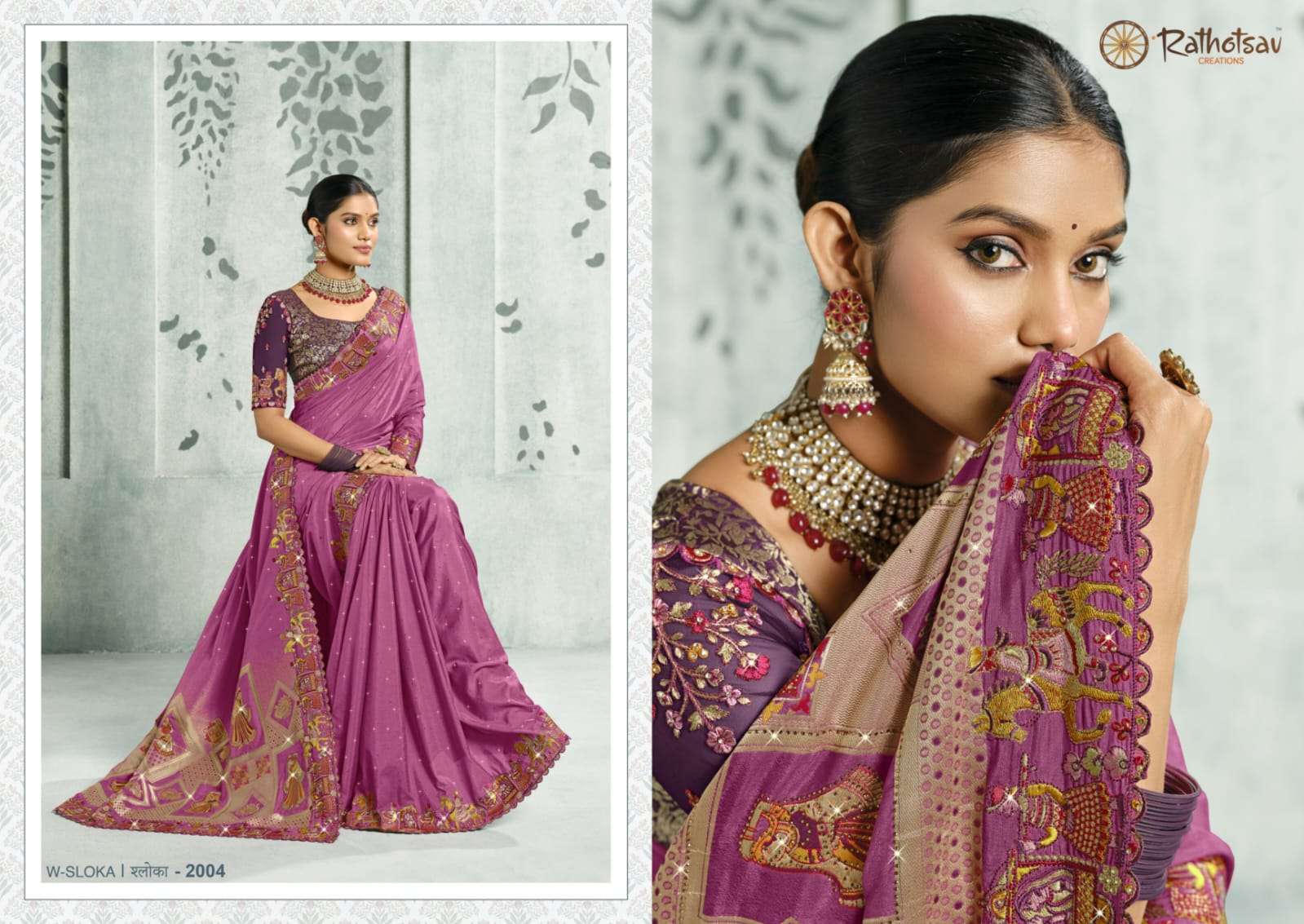 RATHOTSAV BY RAJGURU PRESENTS SLOKA FANCY WEDDING WEAR SAREES CATALOG WHOLESALER AND EXPORTER IN SURAT