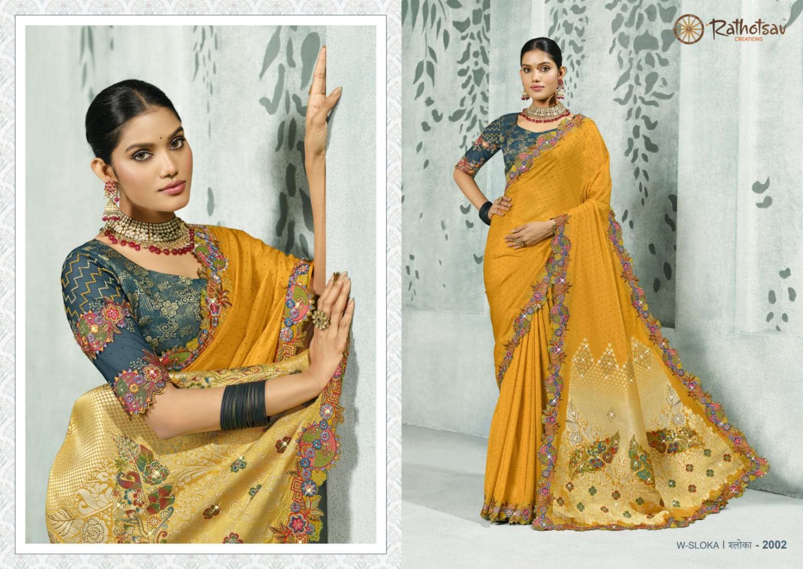 RATHOTSAV BY RAJGURU PRESENTS SLOKA FANCY WEDDING WEAR SAREES CATALOG WHOLESALER AND EXPORTER IN SURAT