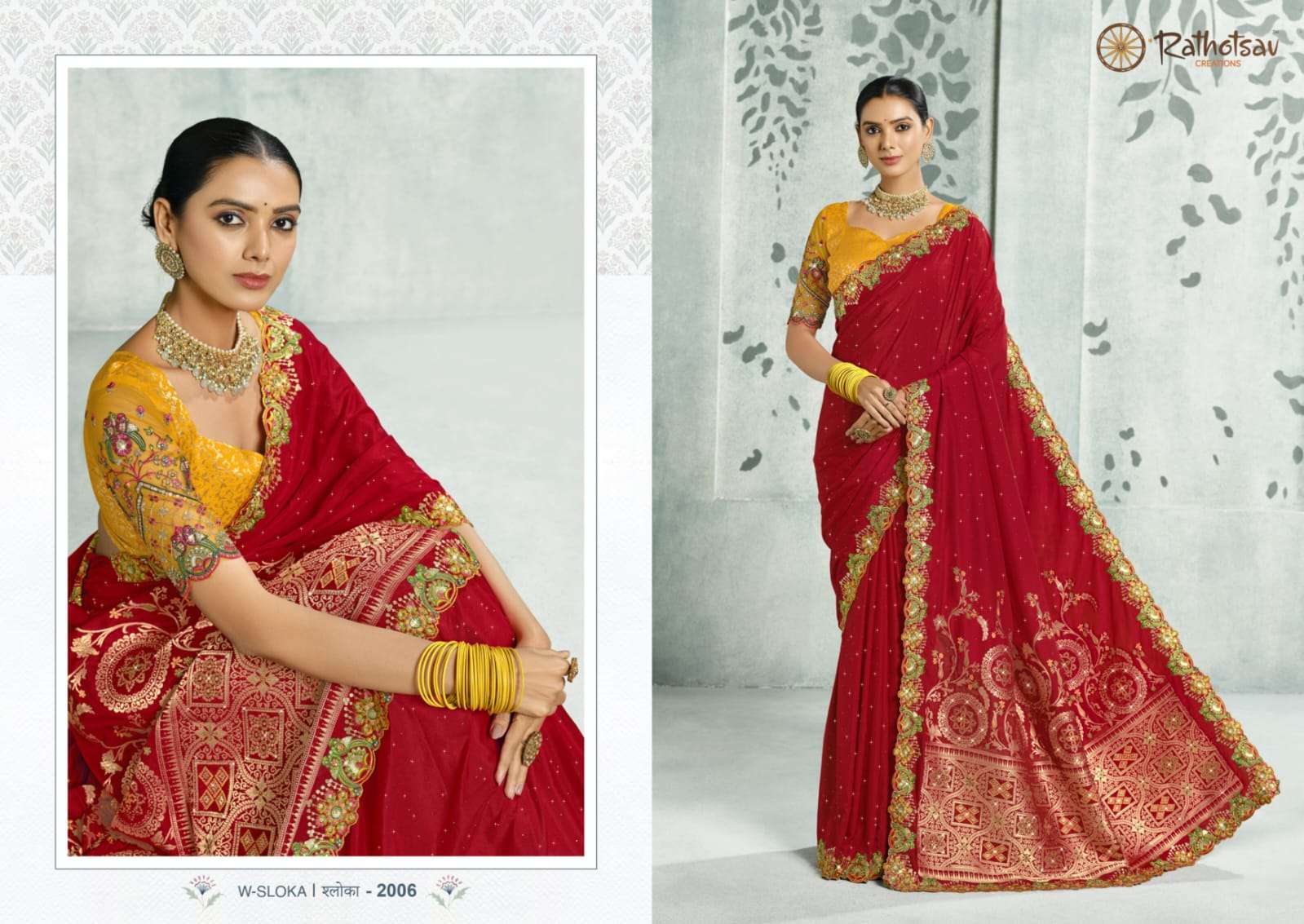RATHOTSAV BY RAJGURU PRESENTS SLOKA FANCY WEDDING WEAR SAREES CATALOG WHOLESALER AND EXPORTER IN SURAT