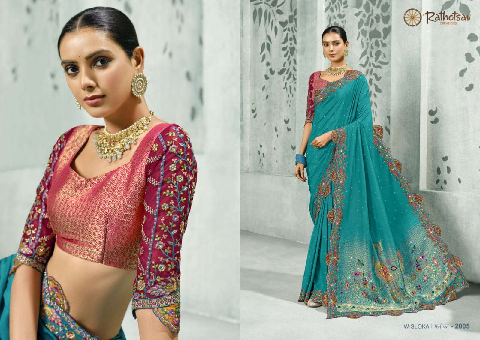 RATHOTSAV BY RAJGURU PRESENTS SLOKA FANCY WEDDING WEAR SAREES CATALOG WHOLESALER AND EXPORTER IN SURAT