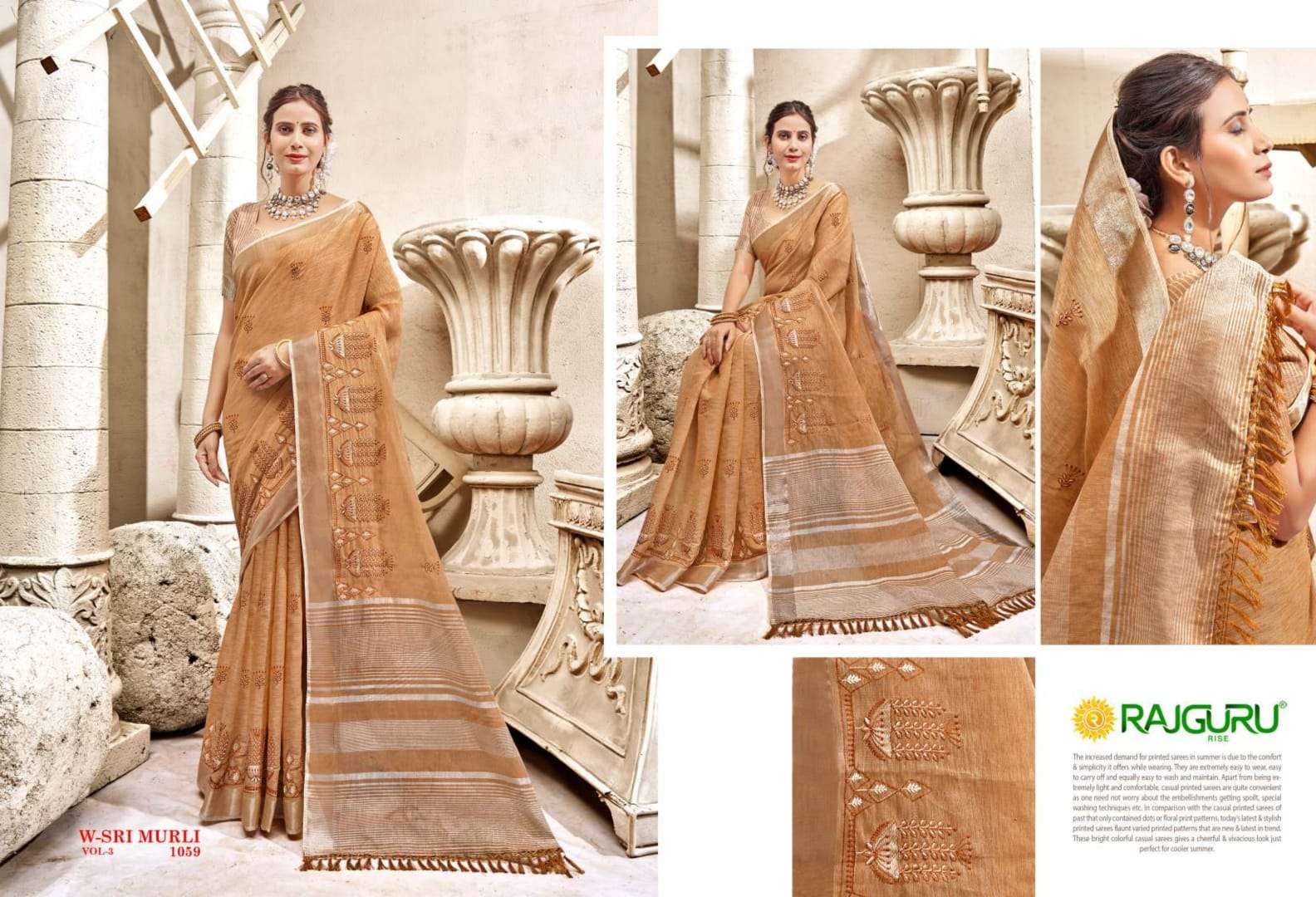RATHOTSAV BY RAJGURU PRESENTS W-SRI MURLI VOL-3 FANCY SAREES CATALOG WHOLESALER AND EXPORTER IN SURAT