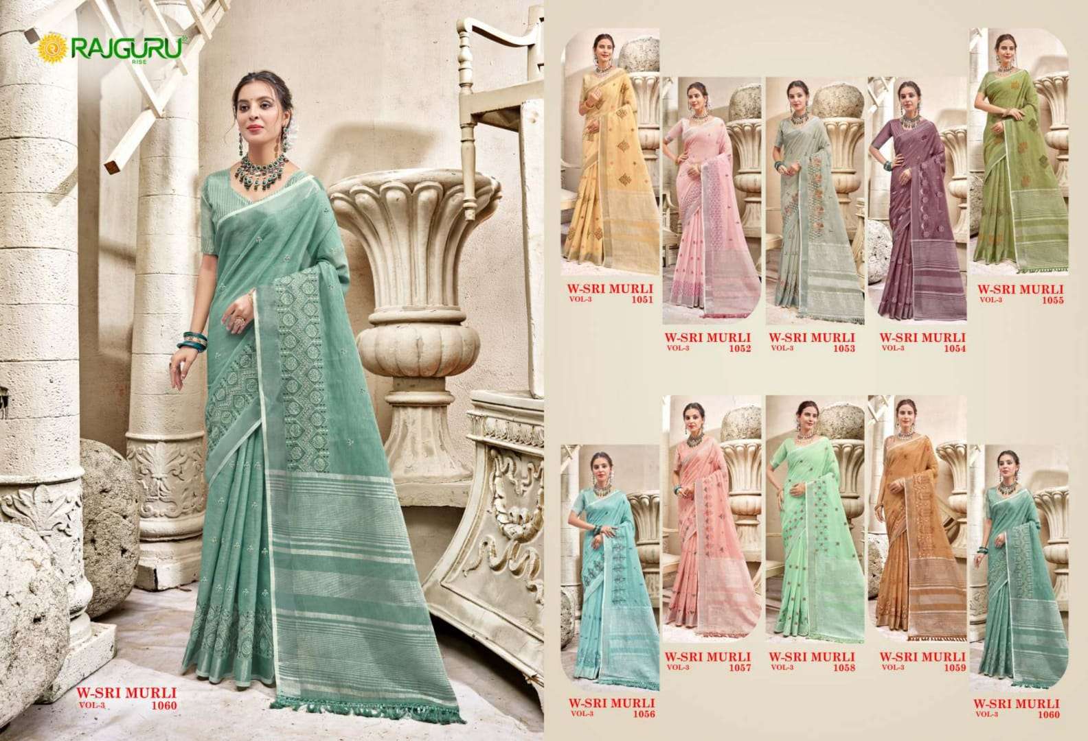 RATHOTSAV BY RAJGURU PRESENTS W-SRI MURLI VOL-3 FANCY SAREES CATALOG WHOLESALER AND EXPORTER IN SURAT