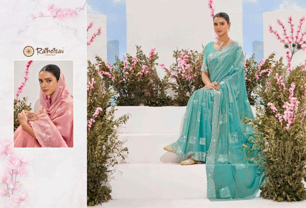 RATHOTSAV BY RAJGURU PRESENTS ZOYA FANCY PARTY WEAR SAREES CATALOG WHOLESALER AND EXPORTER IN SURAT