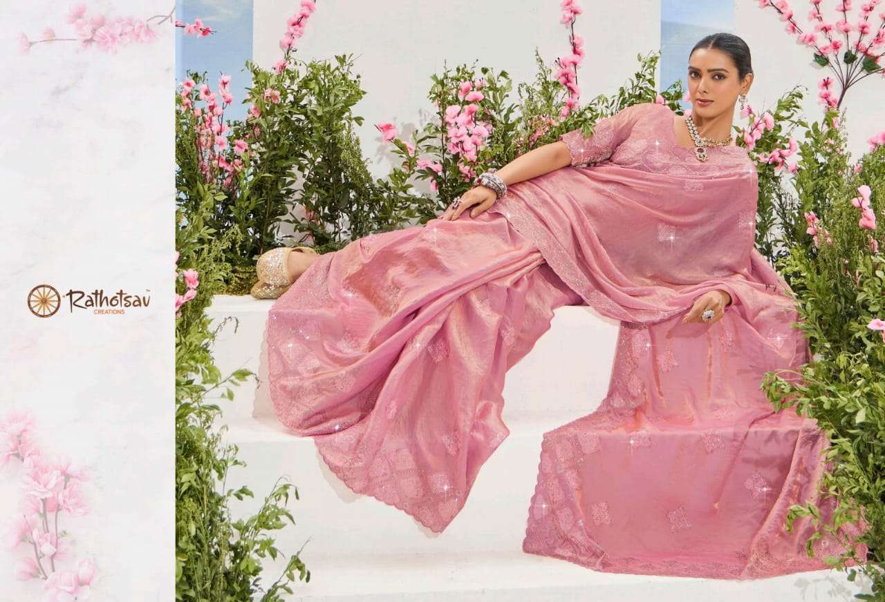 RATHOTSAV BY RAJGURU PRESENTS ZOYA FANCY PARTY WEAR SAREES CATALOG WHOLESALER AND EXPORTER IN SURAT