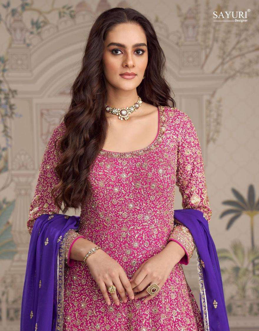 sayuri designer presents saboori georgette readymade designer gown with dupatta catalog collection