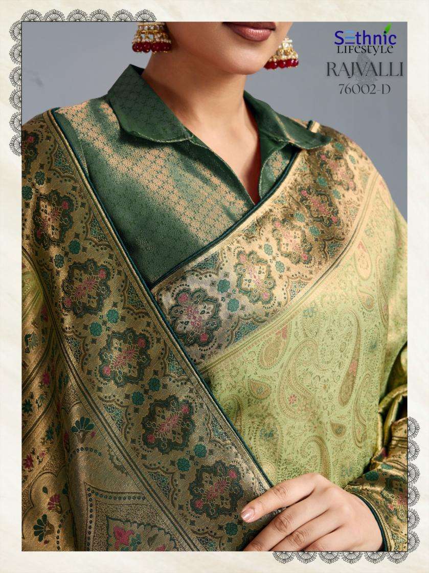 Sethnic Lifestyle Presents Rajvalli Platinum Kanjivaram Silk Gorgeous Look Sarees Catalog Wholesaler And Exporter In Surat