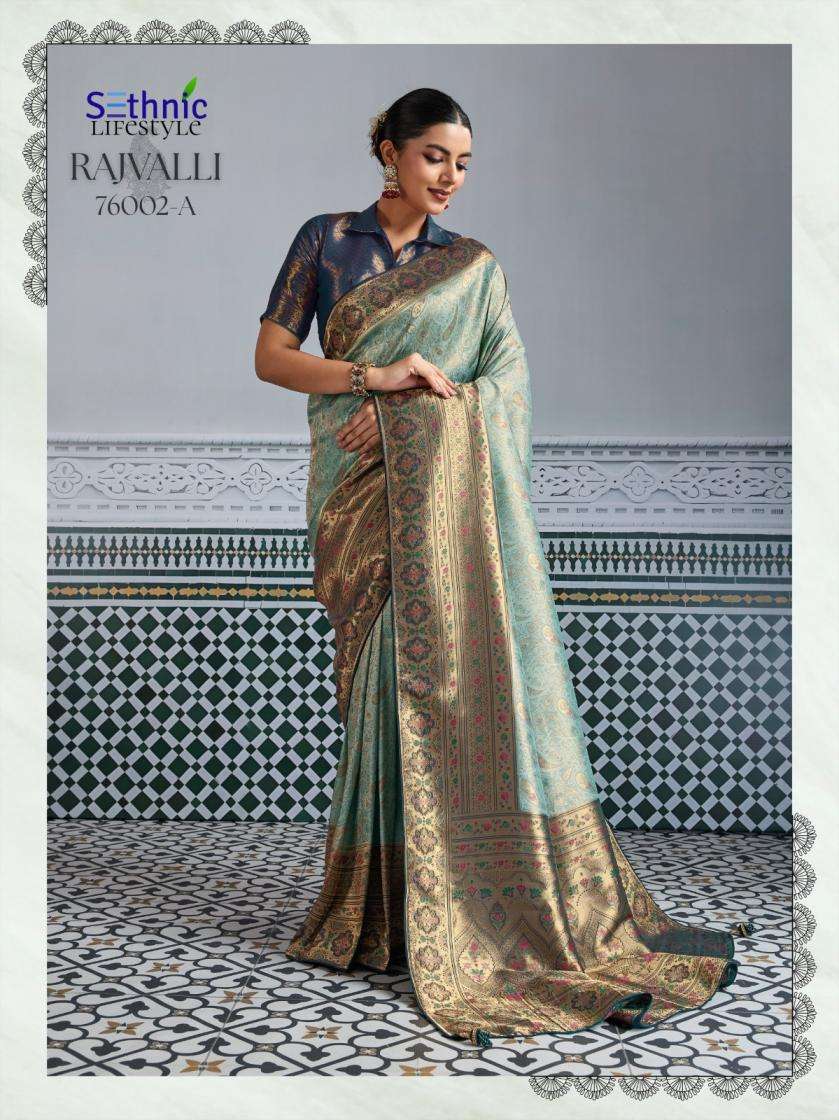 Sethnic Lifestyle Presents Rajvalli Platinum Kanjivaram Silk Gorgeous Look Sarees Catalog Wholesaler And Exporter In Surat