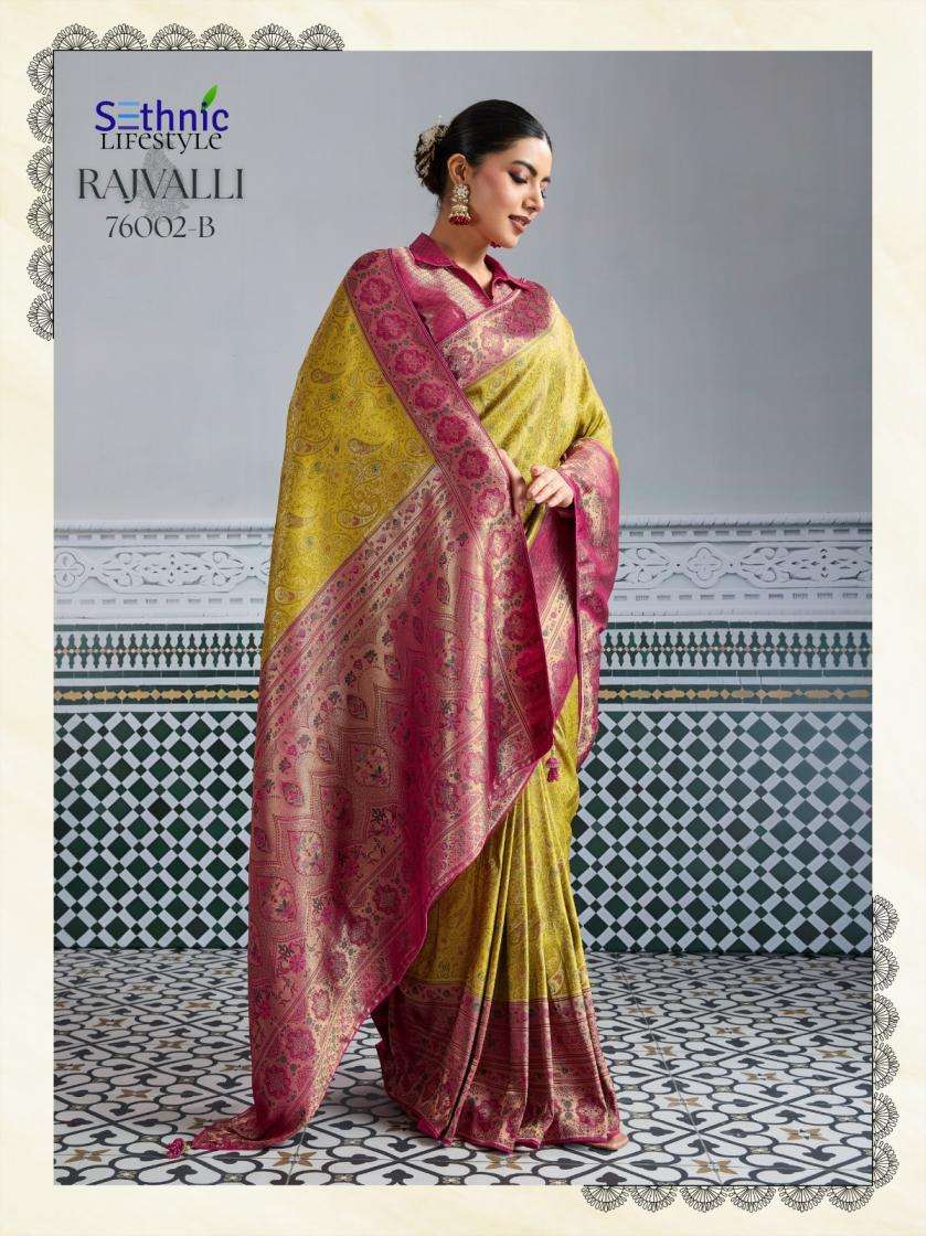 Sethnic Lifestyle Presents Rajvalli Platinum Kanjivaram Silk Gorgeous Look Sarees Catalog Wholesaler And Exporter In Surat
