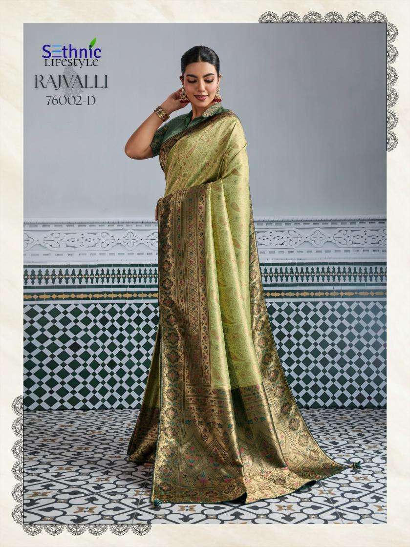 Sethnic Lifestyle Presents Rajvalli Platinum Kanjivaram Silk Gorgeous Look Sarees Catalog Wholesaler And Exporter In Surat