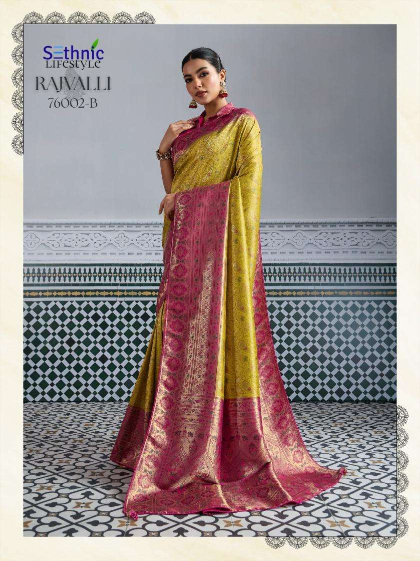 Sethnic Lifestyle Presents Rajvalli Platinum Kanjivaram Silk Gorgeous Look Sarees Catalog Wholesaler And Exporter In Surat