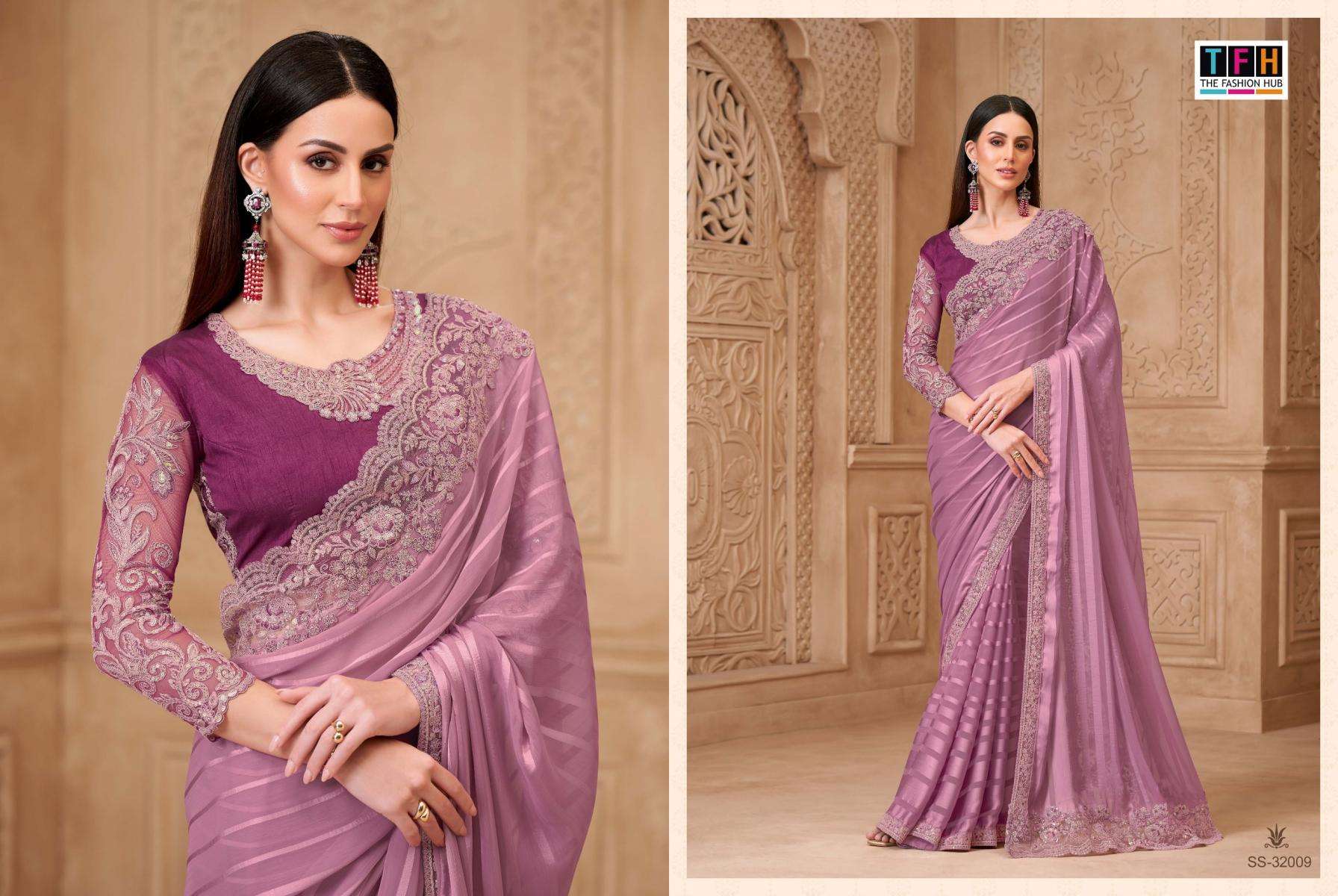 tfh presents silver screen vol-22 sartin georgette traditional sarees catalog collection