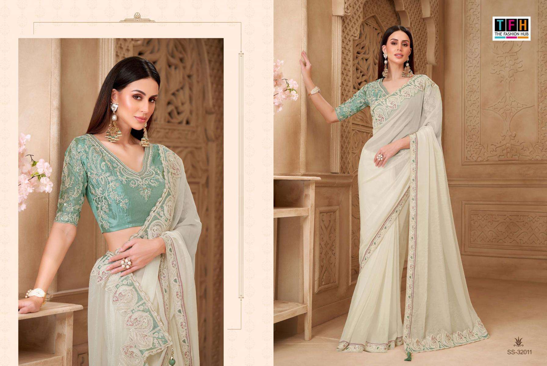 tfh presents silver screen vol-22 sartin georgette traditional sarees catalog collection