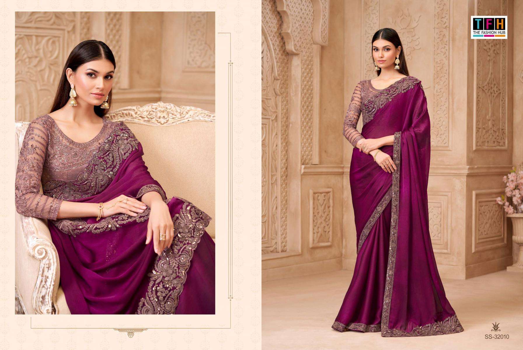 tfh presents silver screen vol-22 sartin georgette traditional sarees catalog collection