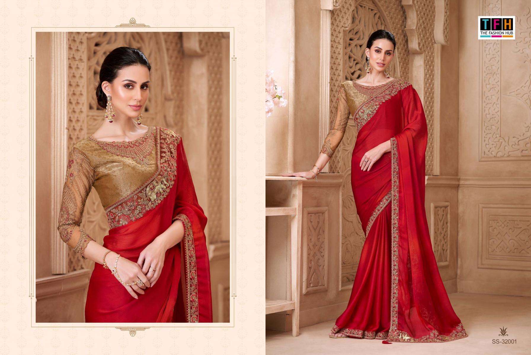 tfh presents silver screen vol-22 sartin georgette traditional sarees catalog collection