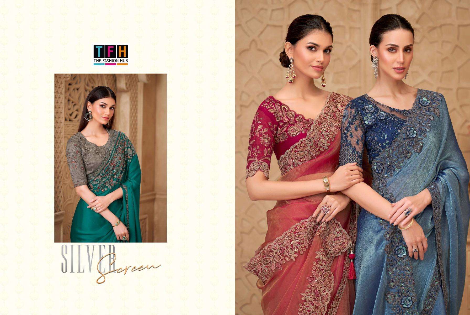 tfh presents silver screen vol-22 sartin georgette traditional sarees catalog collection