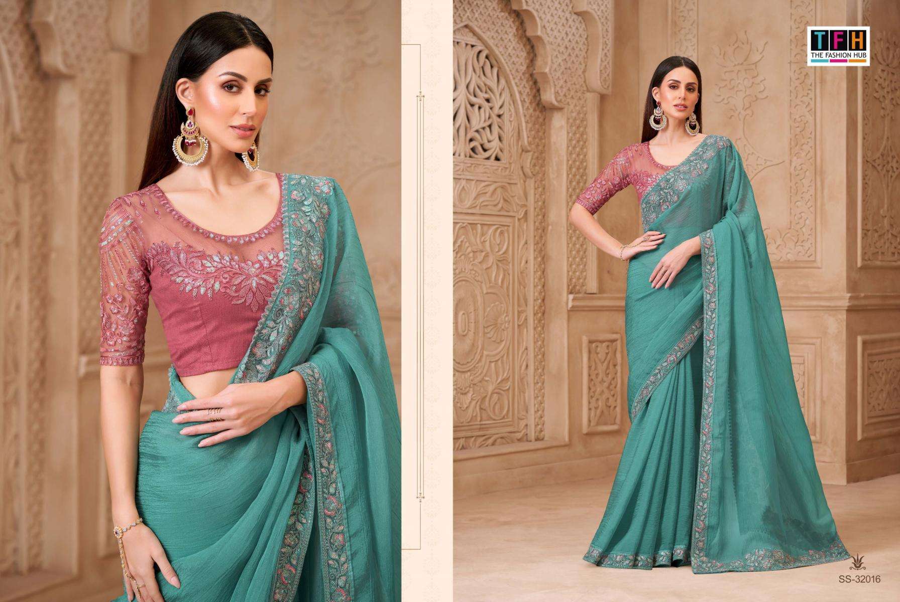 tfh presents silver screen vol-22 sartin georgette traditional sarees catalog collection