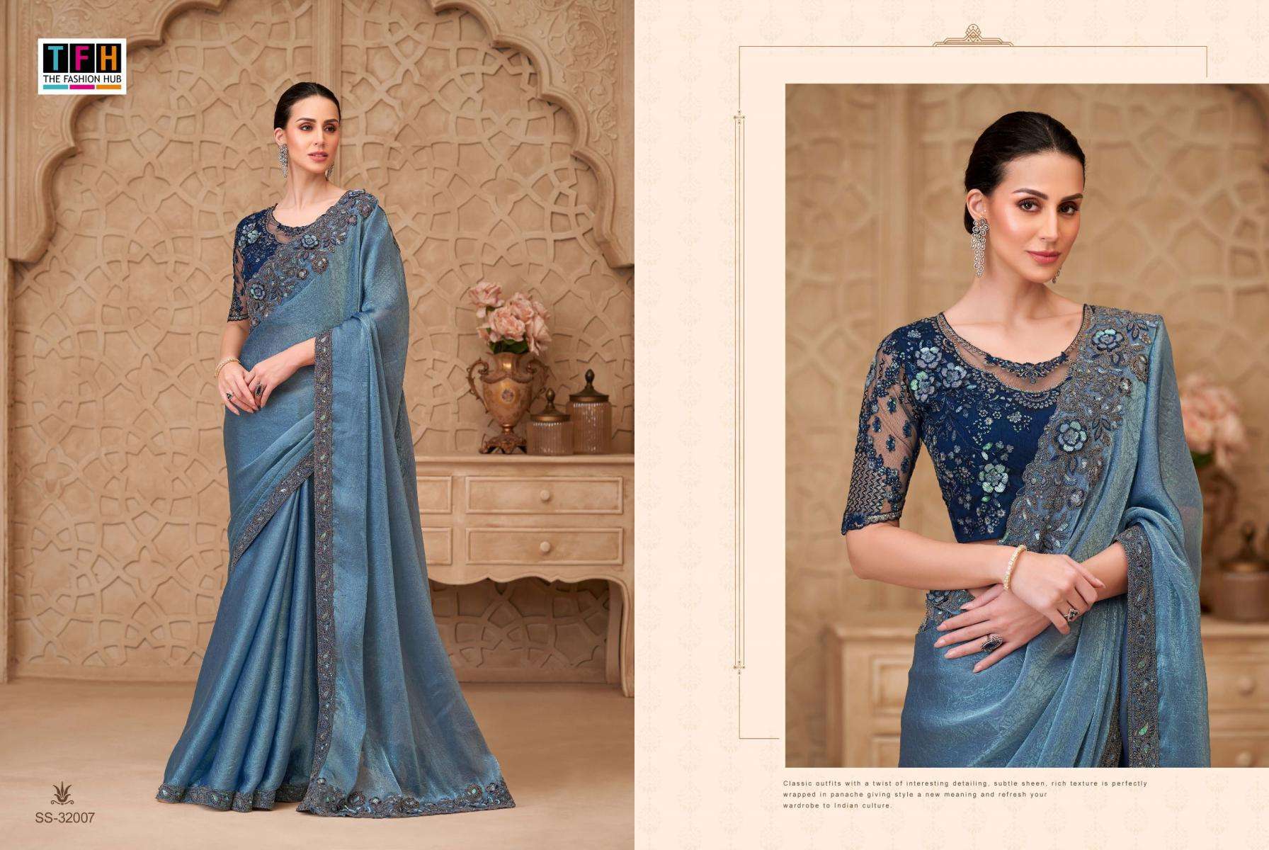 tfh presents silver screen vol-22 sartin georgette traditional sarees catalog collection
