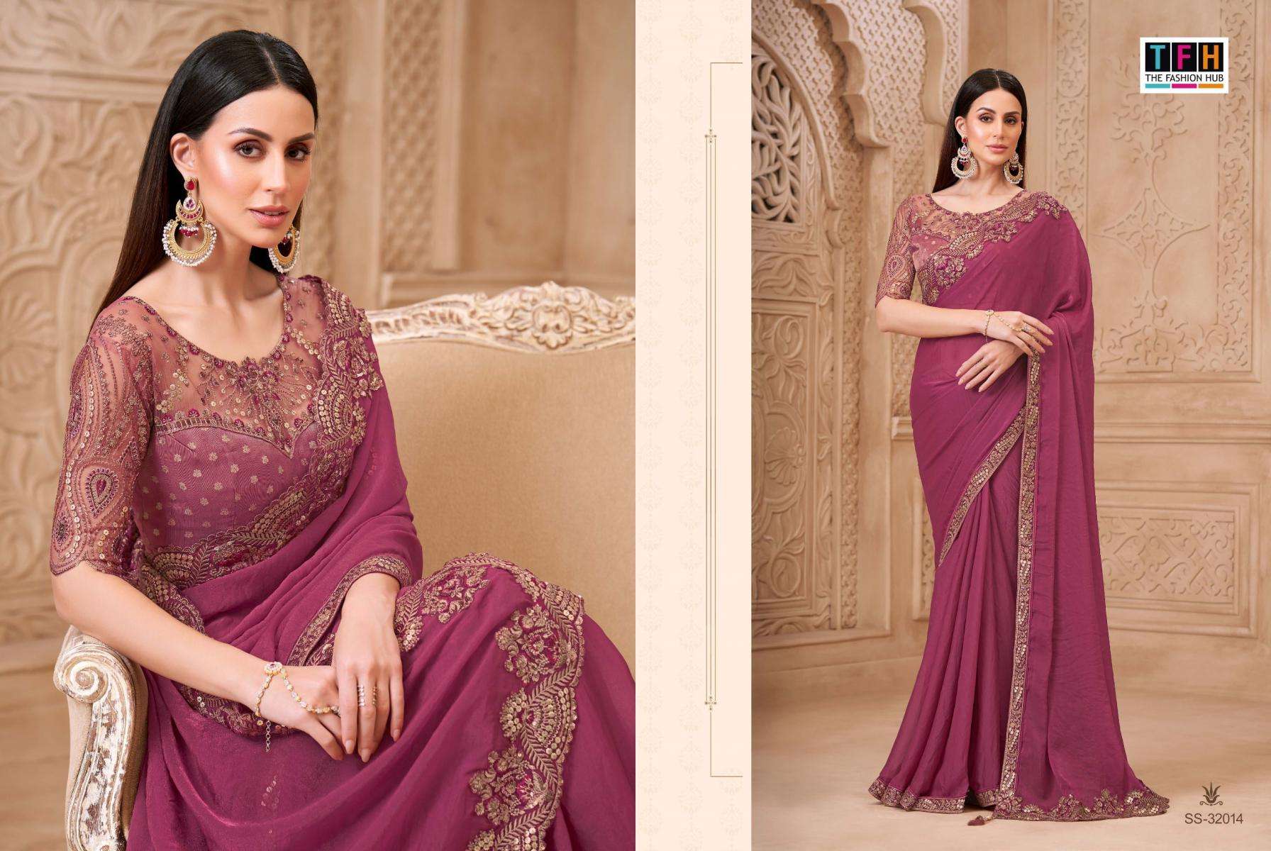 tfh presents silver screen vol-22 sartin georgette traditional sarees catalog collection