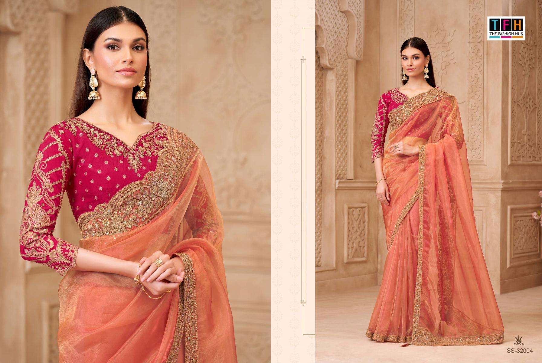 tfh presents silver screen vol-22 sartin georgette traditional sarees catalog collection