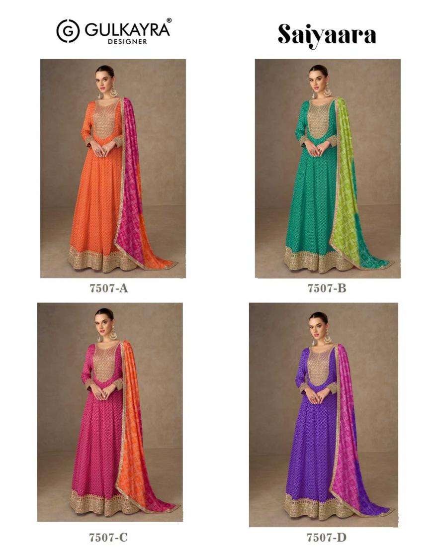 Gulkayra Designer Presents Saiyaara Readymade Chinon Anarkali Gown With Dupatta Catalog Wholesaler And Exporter In Surat 