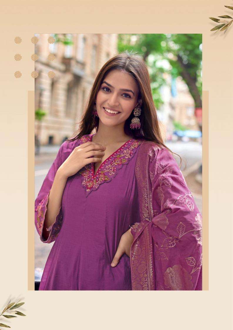Kadlee Presents Morni Mull Chanderi Hit Design Full Stitch 3pcs kurtis Catalog Wholesaler And Exporter 