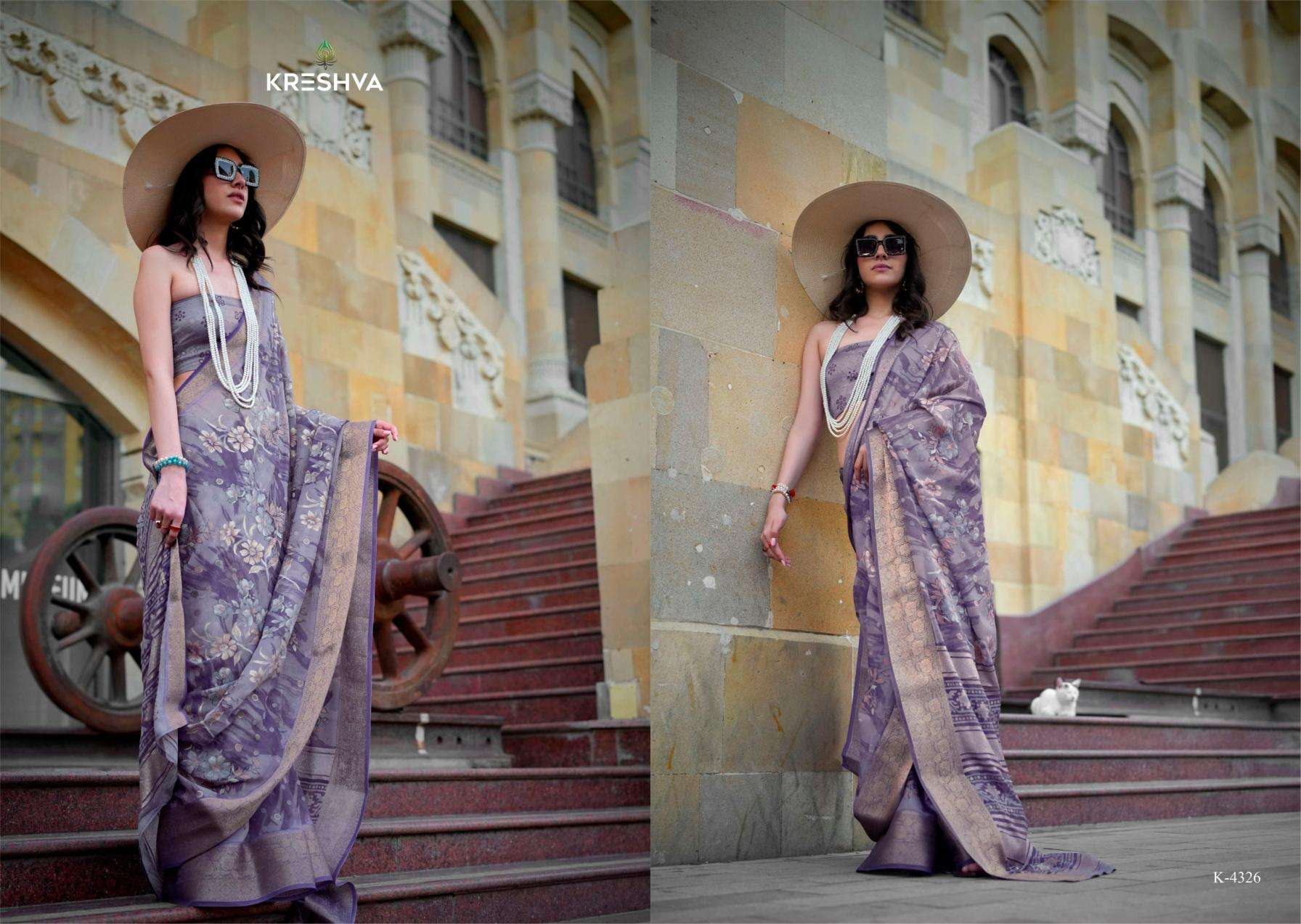 kreshva presents harmony georgette pretty look sarees catalog