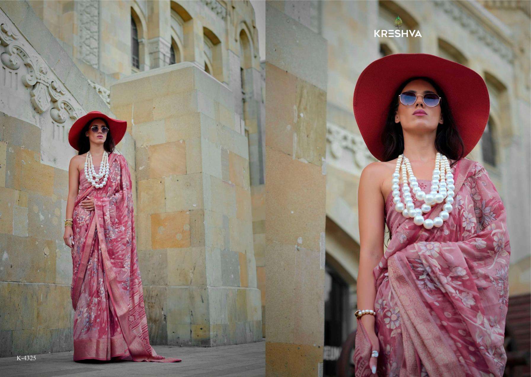 kreshva presents harmony georgette pretty look sarees catalog