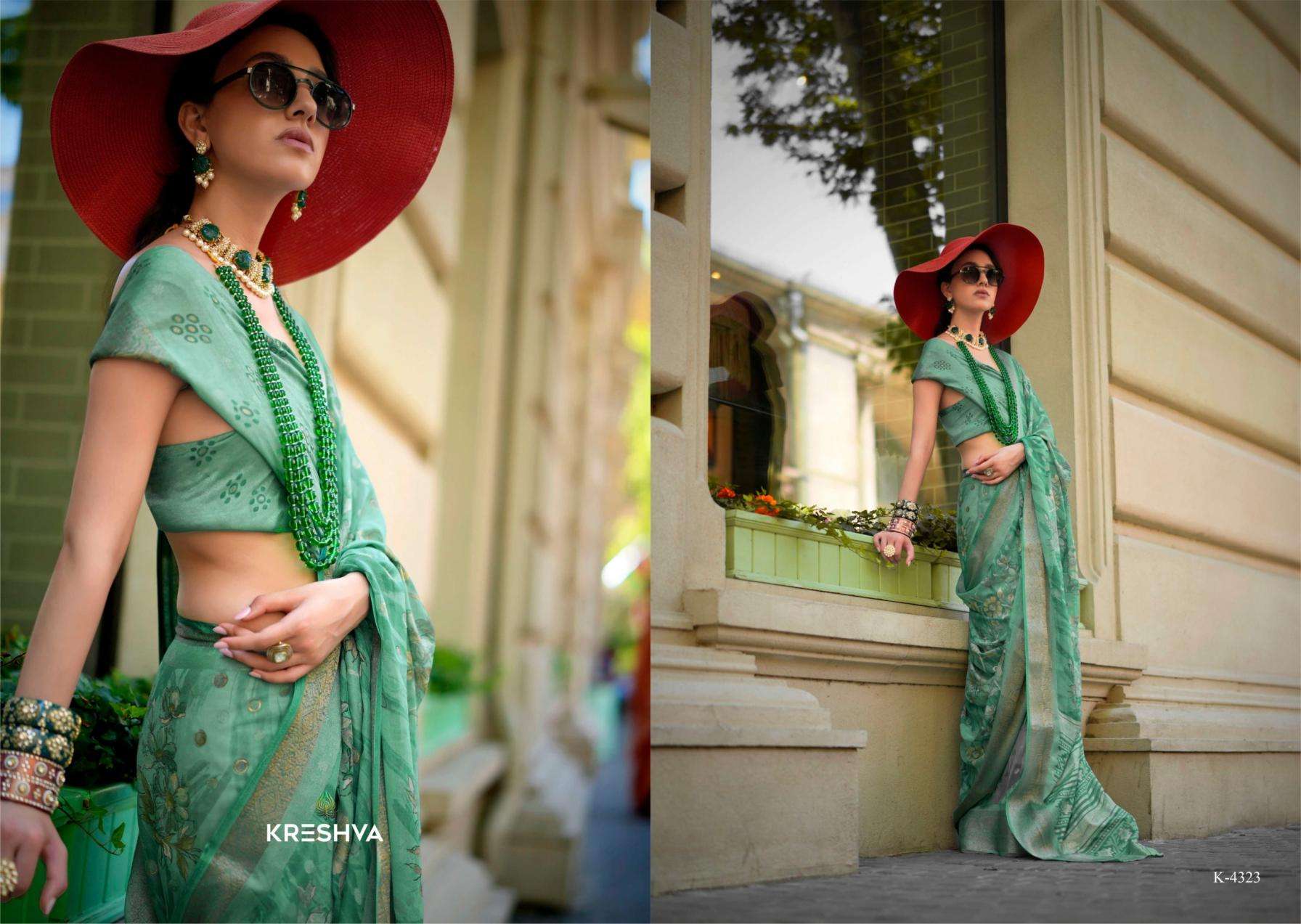 kreshva presents harmony georgette pretty look sarees catalog