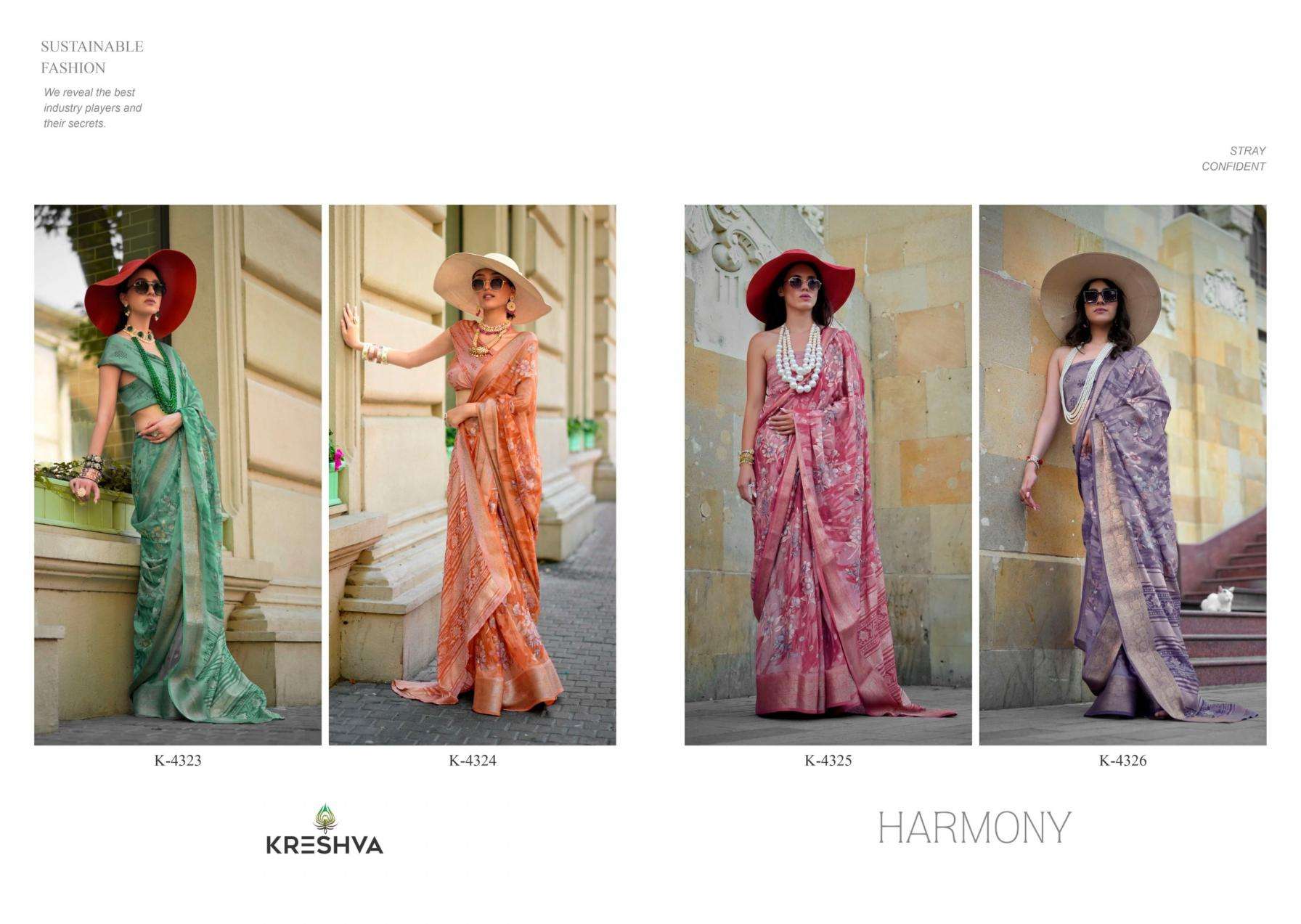 kreshva presents harmony georgette pretty look sarees catalog