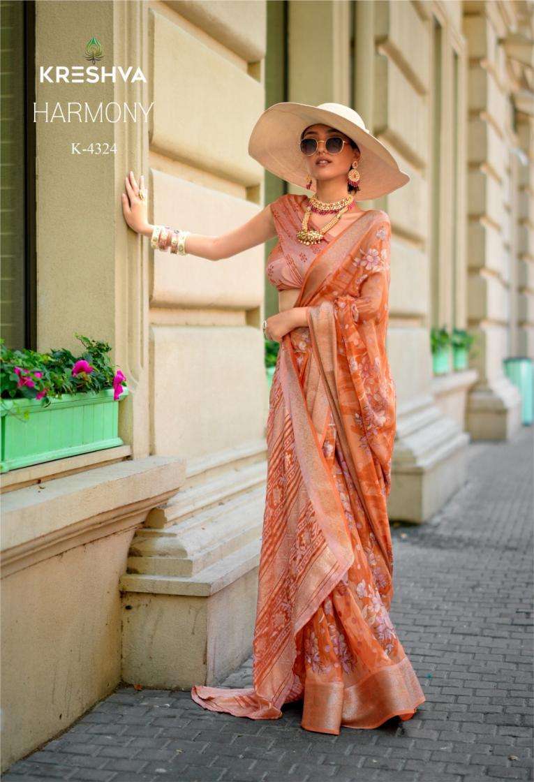 kreshva presents harmony georgette pretty look sarees catalog