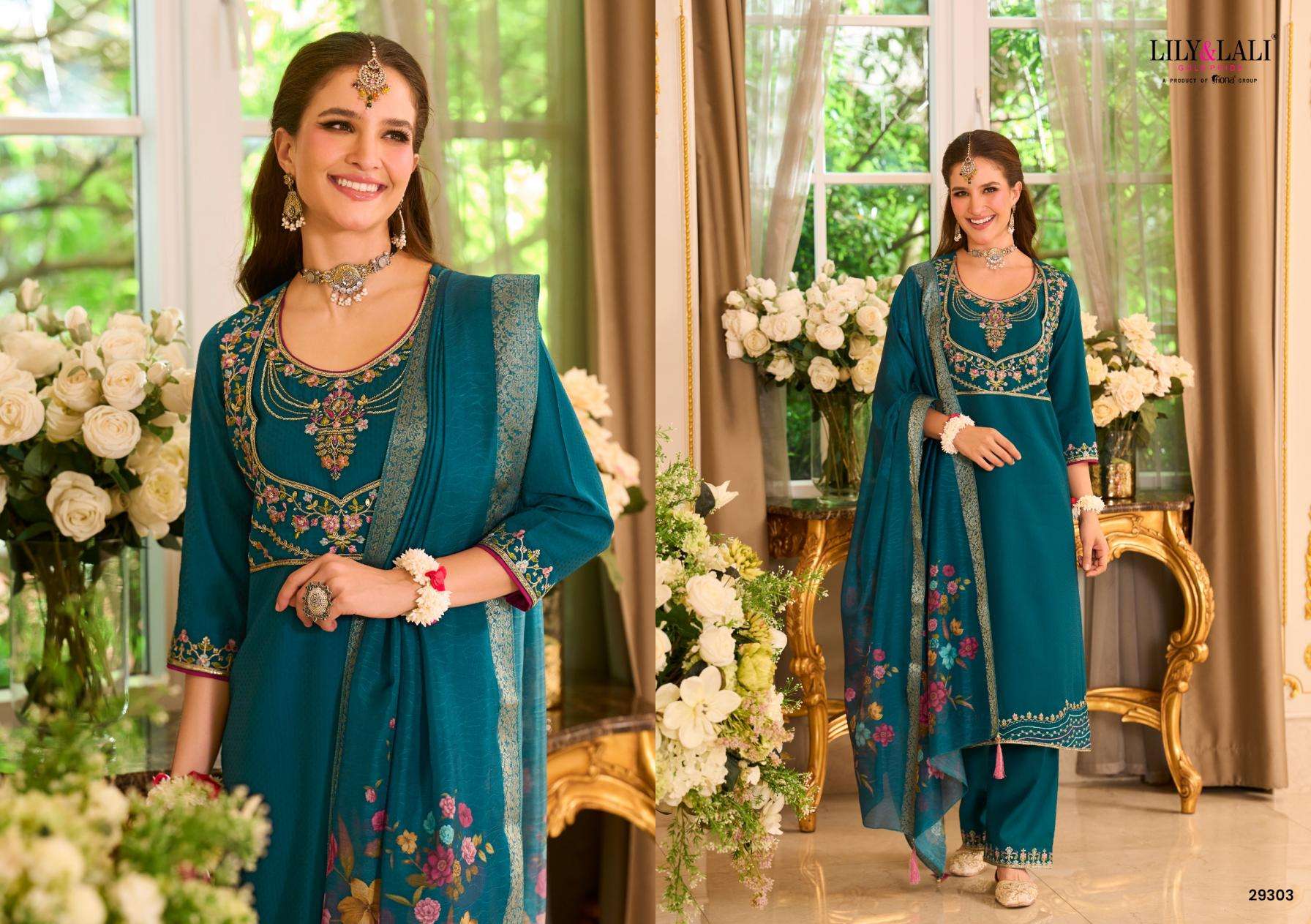 Lily & Lali Presents Phulkari Viscose Silk Shop Glamorous Styles Full Stitch 3pcs Kurtis Catalog Wholesaler And Exporter 