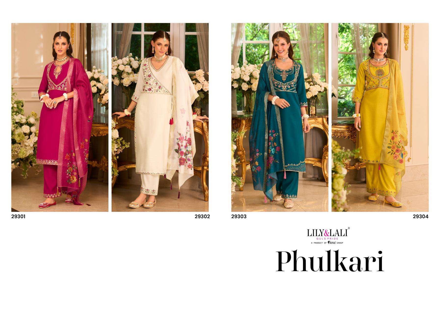 Lily & Lali Presents Phulkari Viscose Silk Shop Glamorous Styles Full Stitch 3pcs Kurtis Catalog Wholesaler And Exporter 