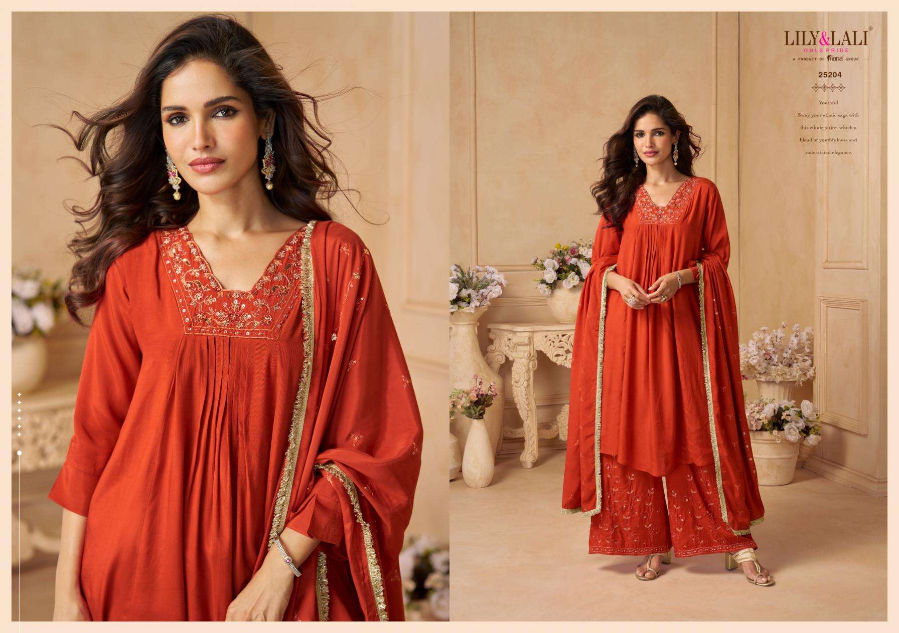 Lily & Lali Presents Ritika Natural Crepe Fully Stitch Party Wear Ladies Kurtis Catalog Wholesaler And Exporter In Surat