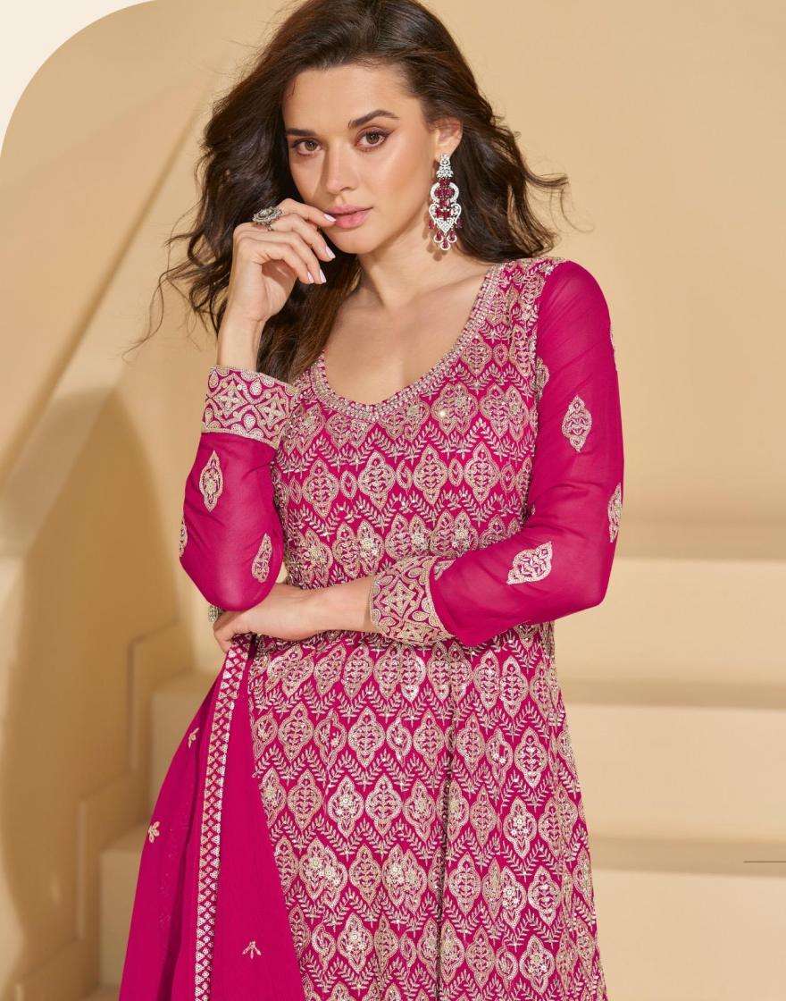 Sayuri Designer Presents Sargam Georgette Readymade Designer Kurti Plazzo Dupatta Catalog Wholesaler And Exporter 