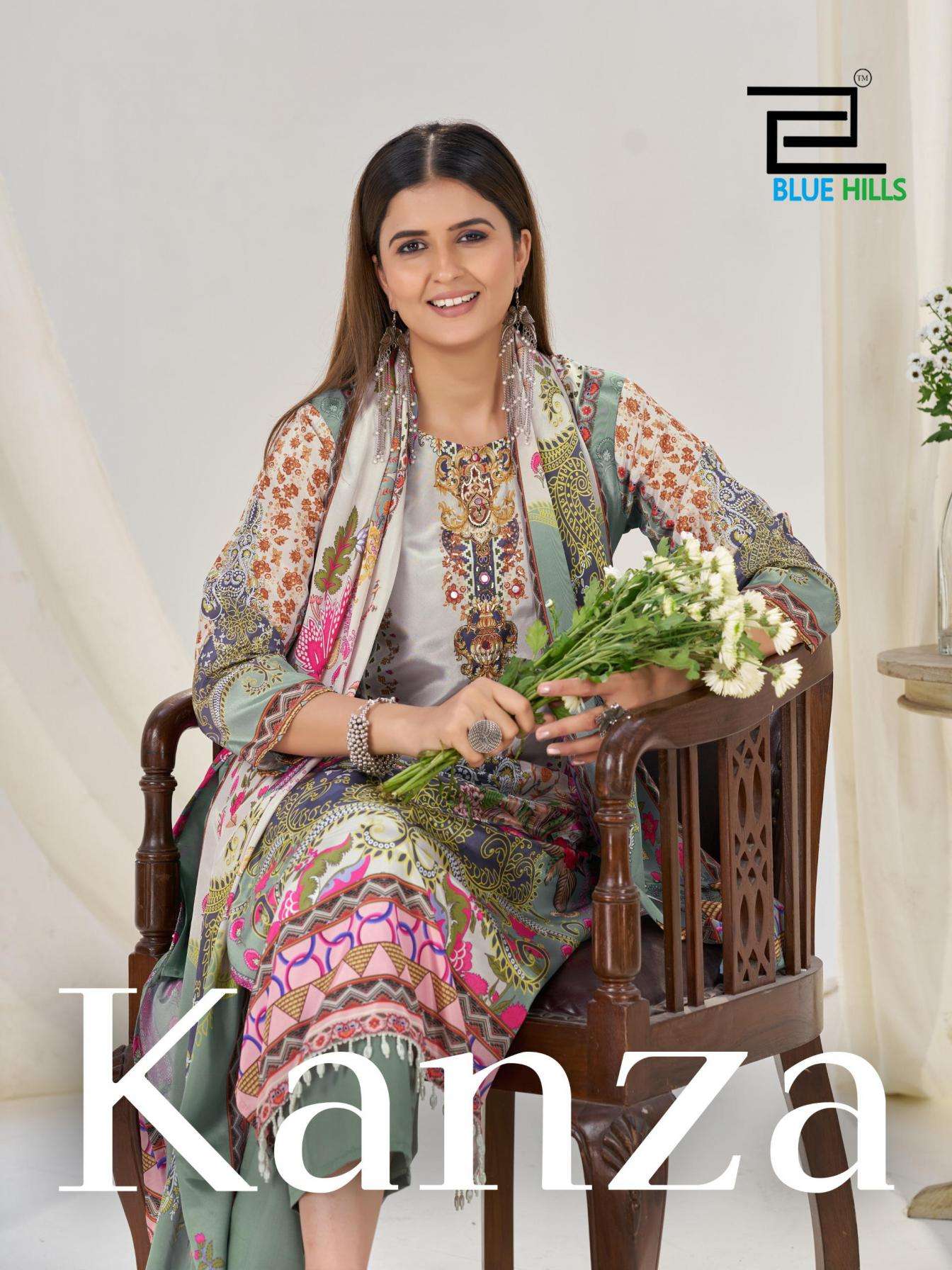 Blue hills Presents Kanza Crape Silk Readymade Big Size Pakistani 3pcs Suits Catalog Wholesaler And Exporter 