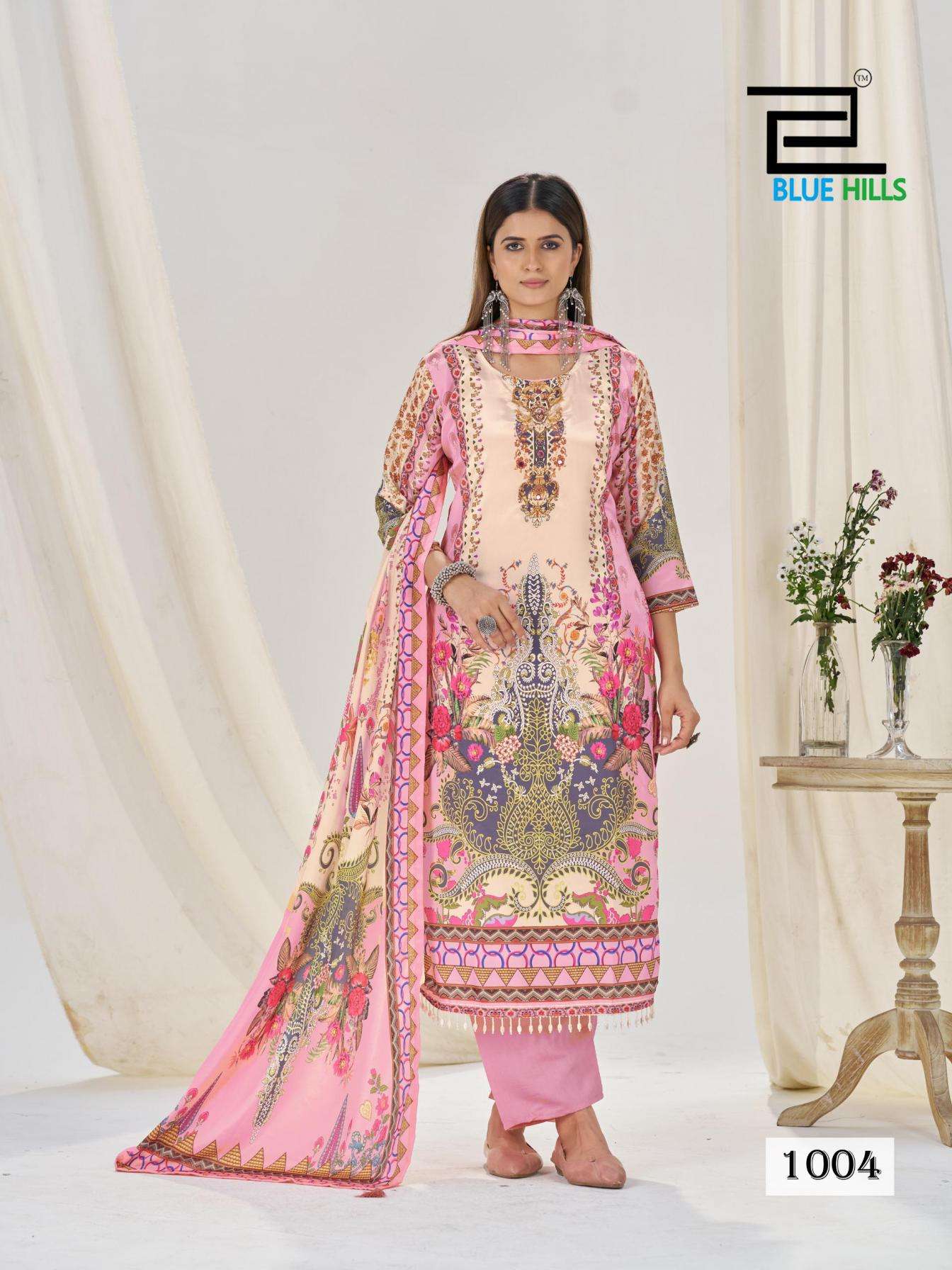 Blue hills Presents Kanza Crape Silk Readymade Big Size Pakistani 3pcs Suits Catalog Wholesaler And Exporter 