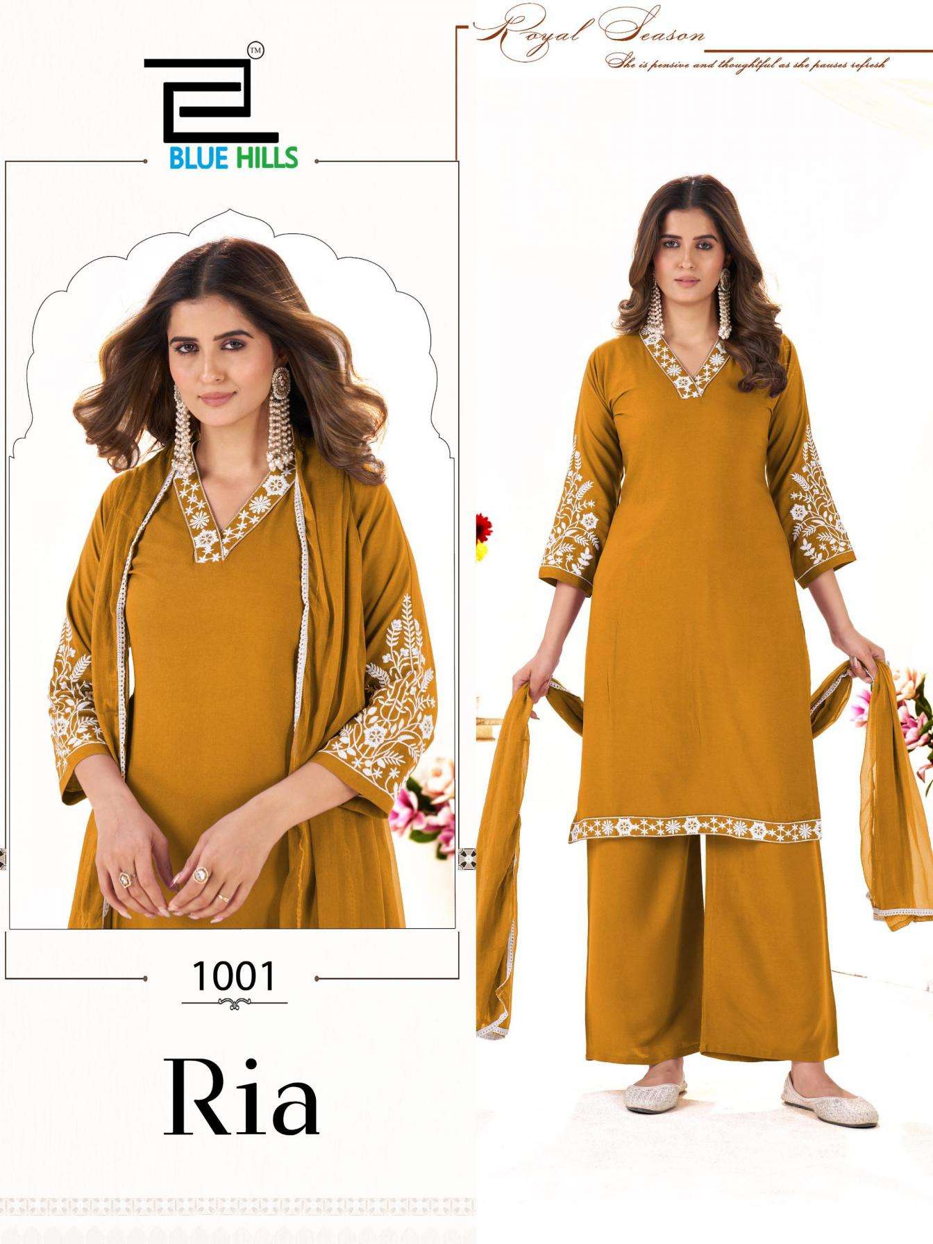 Blue Hills Presents Ria Rayon Readymade Classic Big Size Plazzo Kurtis Catalog WHolesaer And Exporter 