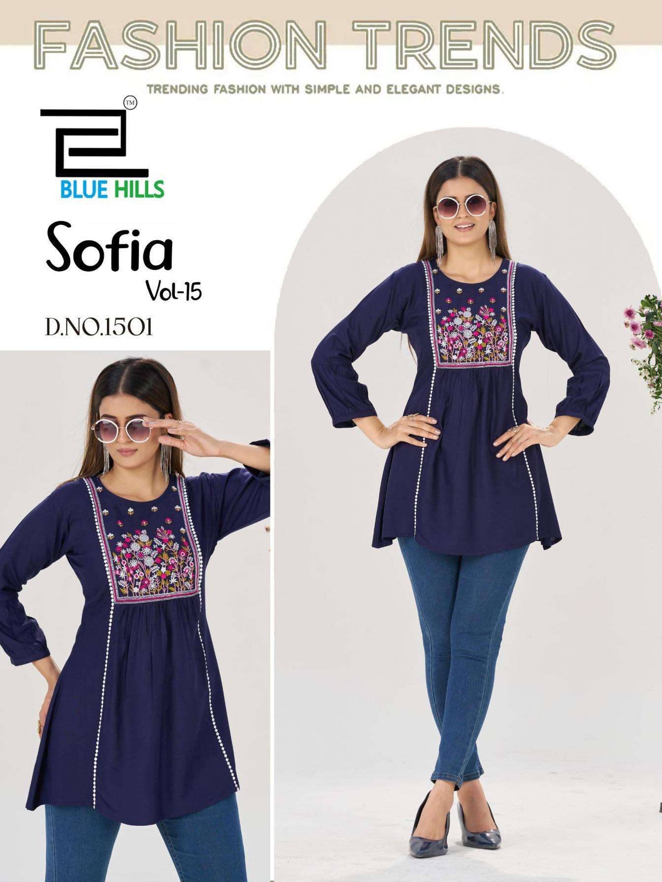 Blue Hills Presents Sofia Vol-15 Rayon Readymade Stylish Tops For Girls Catalog Wholesaler And Exporter 