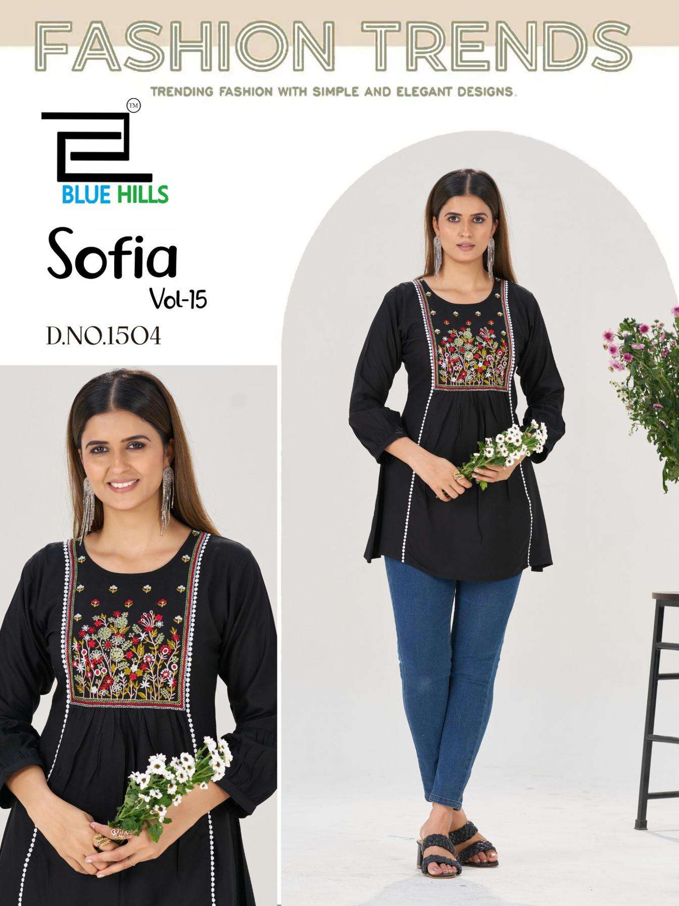 Blue Hills Presents Sofia Vol-15 Rayon Readymade Stylish Tops For Girls Catalog Wholesaler And Exporter 