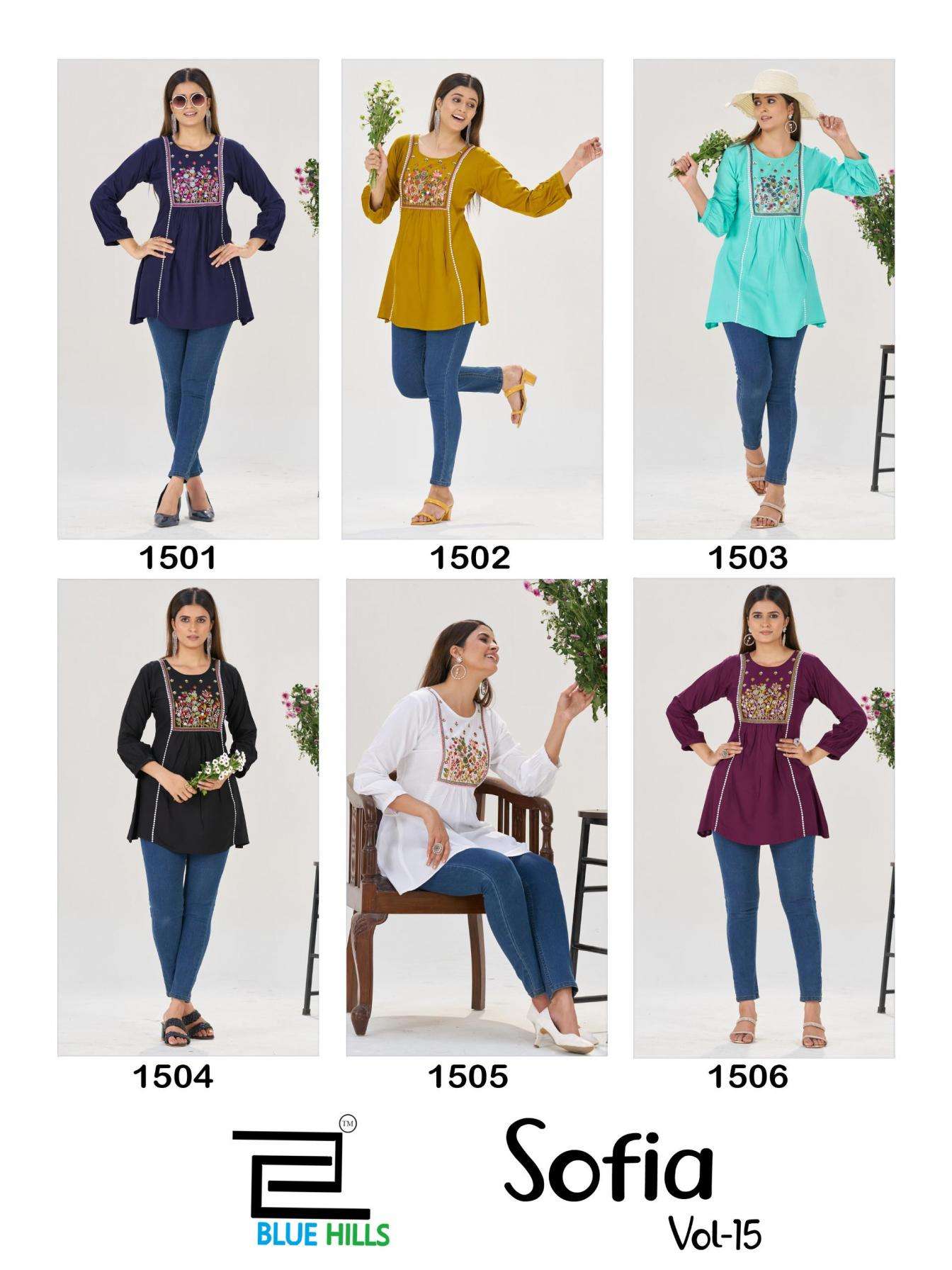 Blue Hills Presents Sofia Vol-15 Rayon Readymade Stylish Tops For Girls Catalog Wholesaler And Exporter 
