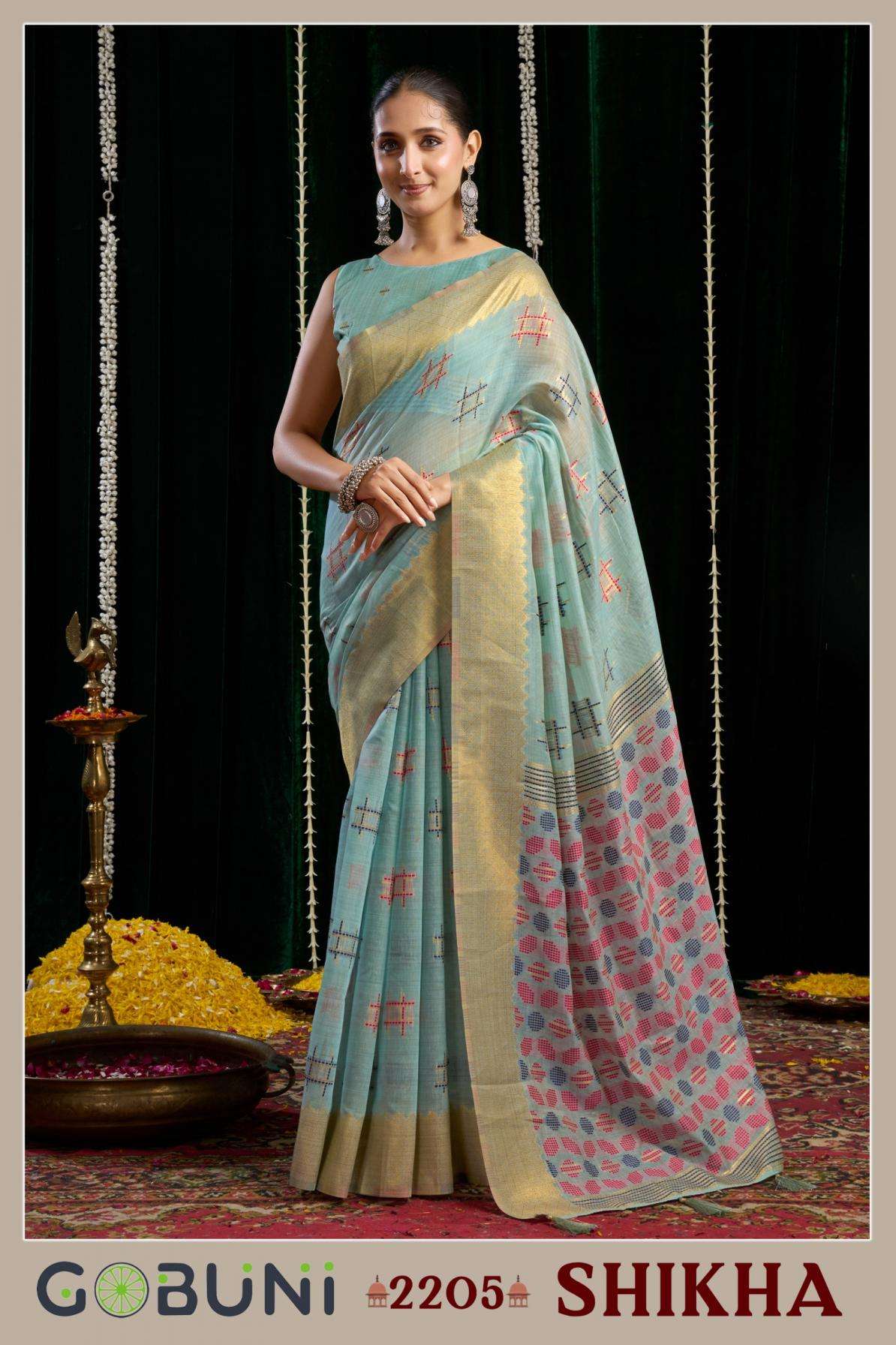 Gobuni Presents Shikha Traditional Lightweight Spun Cotton Saree Catalog Wholesaler And Exporter 