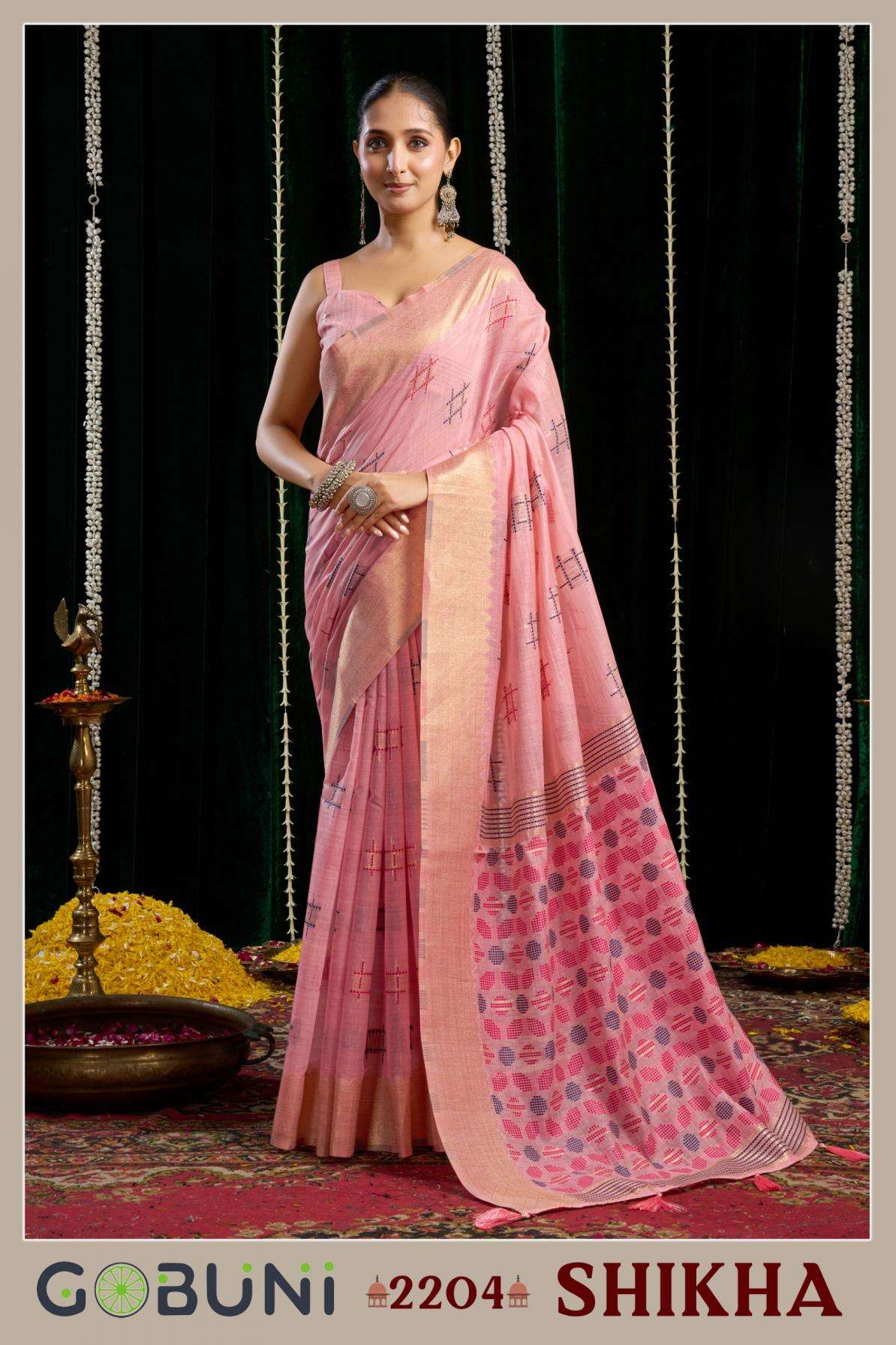 Gobuni Presents Shikha Traditional Lightweight Spun Cotton Saree Catalog Wholesaler And Exporter 