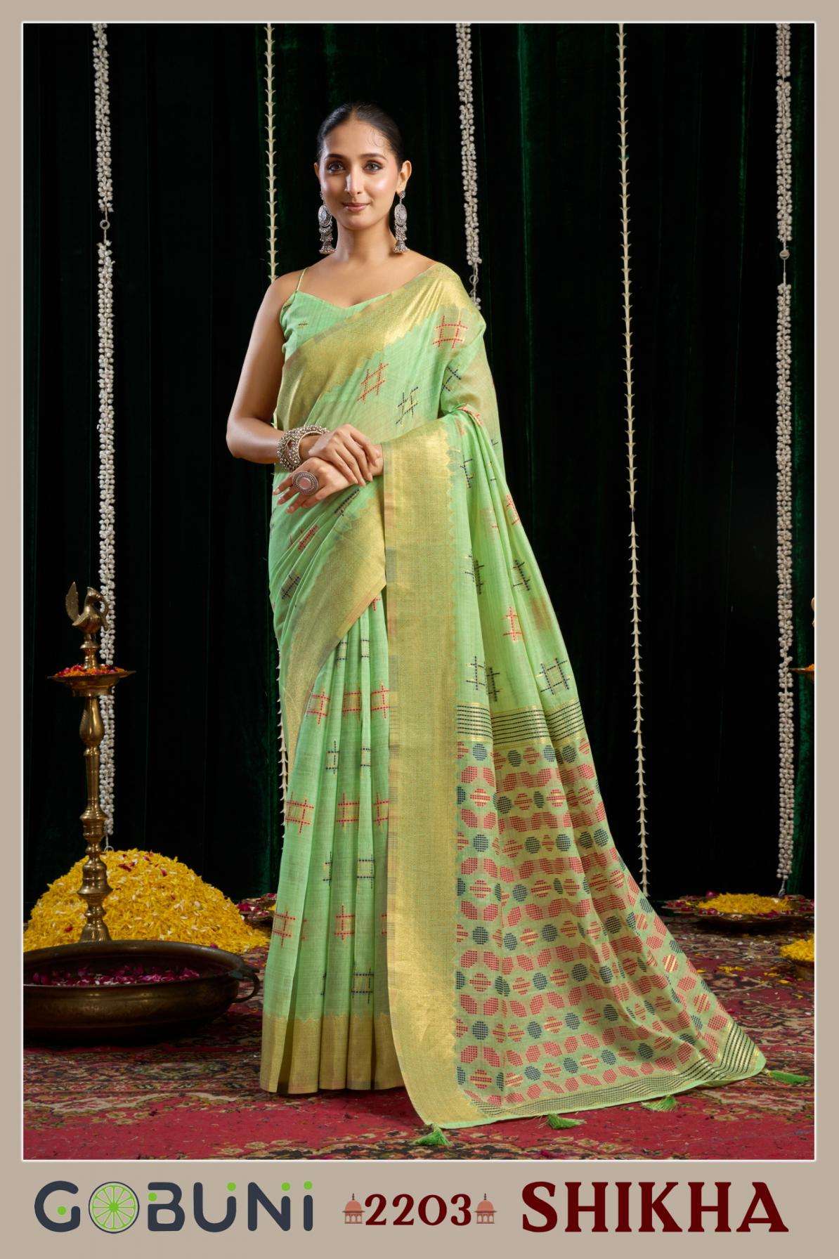 Gobuni Presents Shikha Traditional Lightweight Spun Cotton Saree Catalog Wholesaler And Exporter 