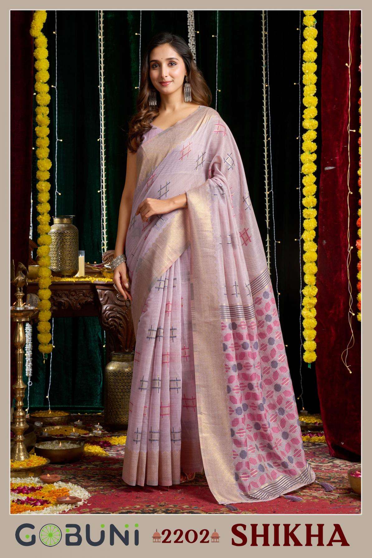 Gobuni Presents Shikha Traditional Lightweight Spun Cotton Saree Catalog Wholesaler And Exporter 