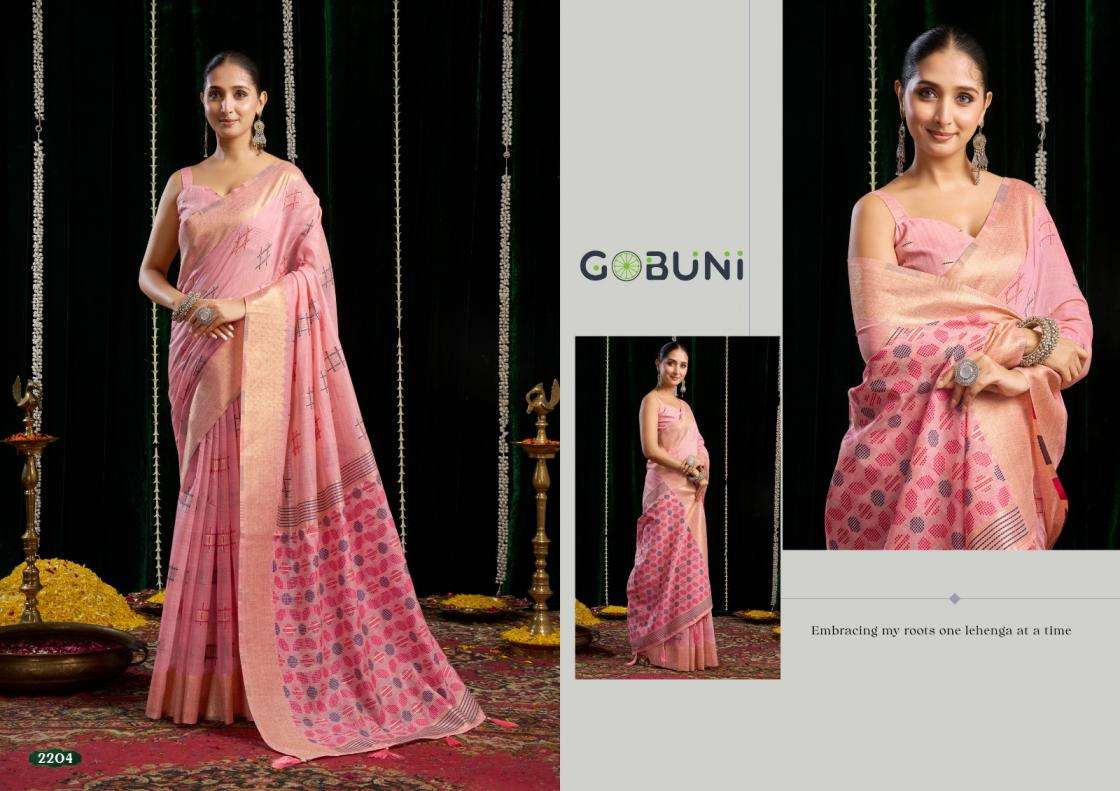 Gobuni Presents Shikha Traditional Lightweight Spun Cotton Saree Catalog Wholesaler And Exporter 