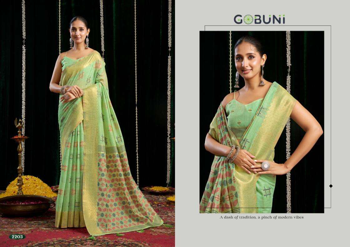 Gobuni Presents Shikha Traditional Lightweight Spun Cotton Saree Catalog Wholesaler And Exporter 