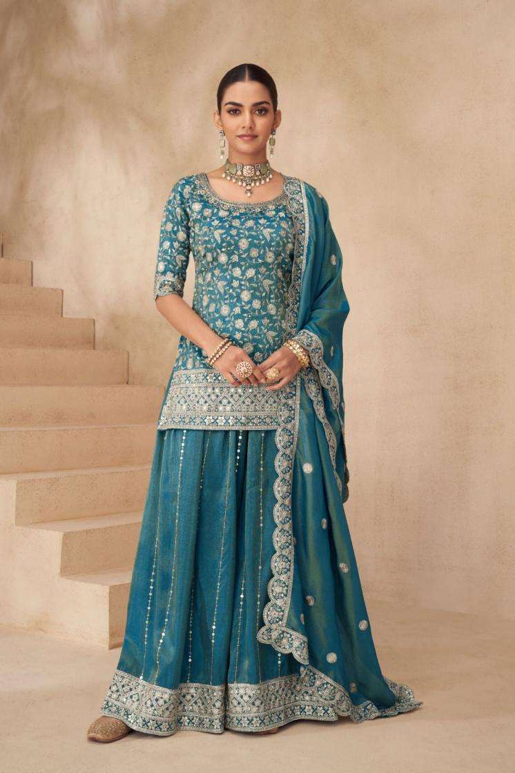 Gulkayra Designer Presents Suhana Fully Stitch Exclusicve Simar Silk Plazzo Dress Catalog Wholesaler And Exporter 